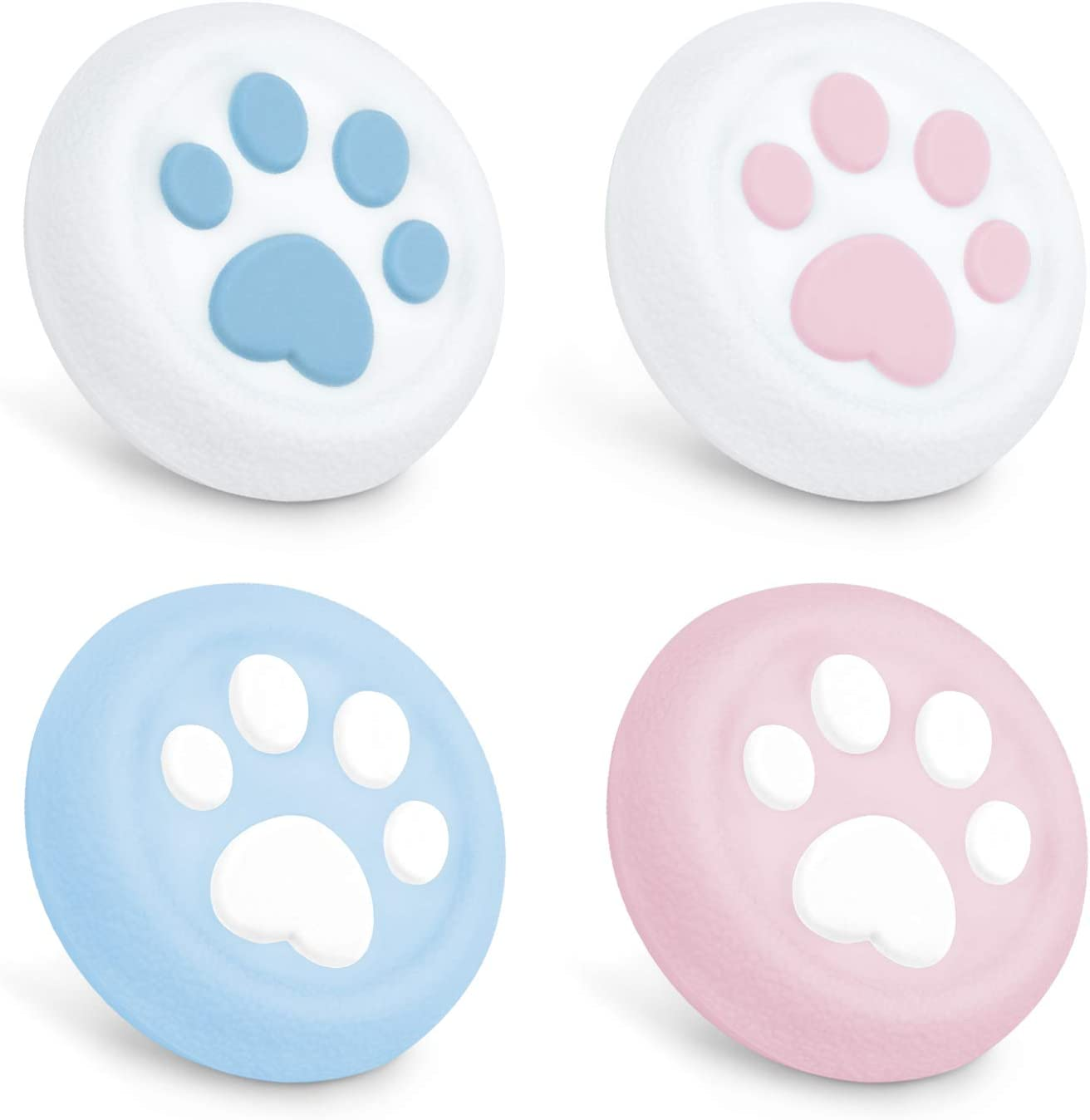 Geekshare Cat Paw PS4 Controller Thumb Grips, Thumbsticks Cover Set Compatible with Switch Pro Controller (Pink Blue)