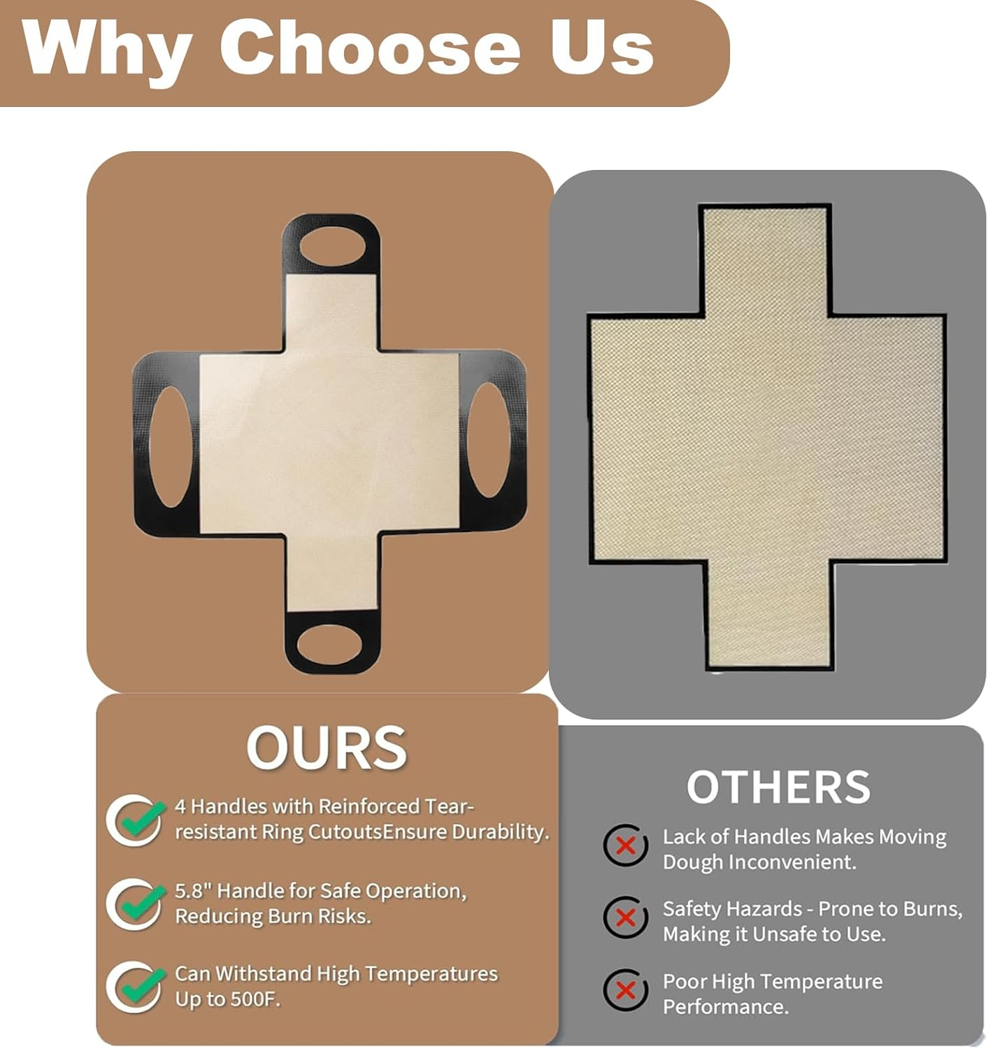 Silicone Bread Sling Liners for 9X5 or 1.5Lb Loaf Pans &ndash; Non-Stick, Heat-Resistant & Reusable Lifter Mats with 4 Handles for Easy Dough Transfer &ndash; Food-Grade, Easy to Clean &ndash; Set of 2 image number 4