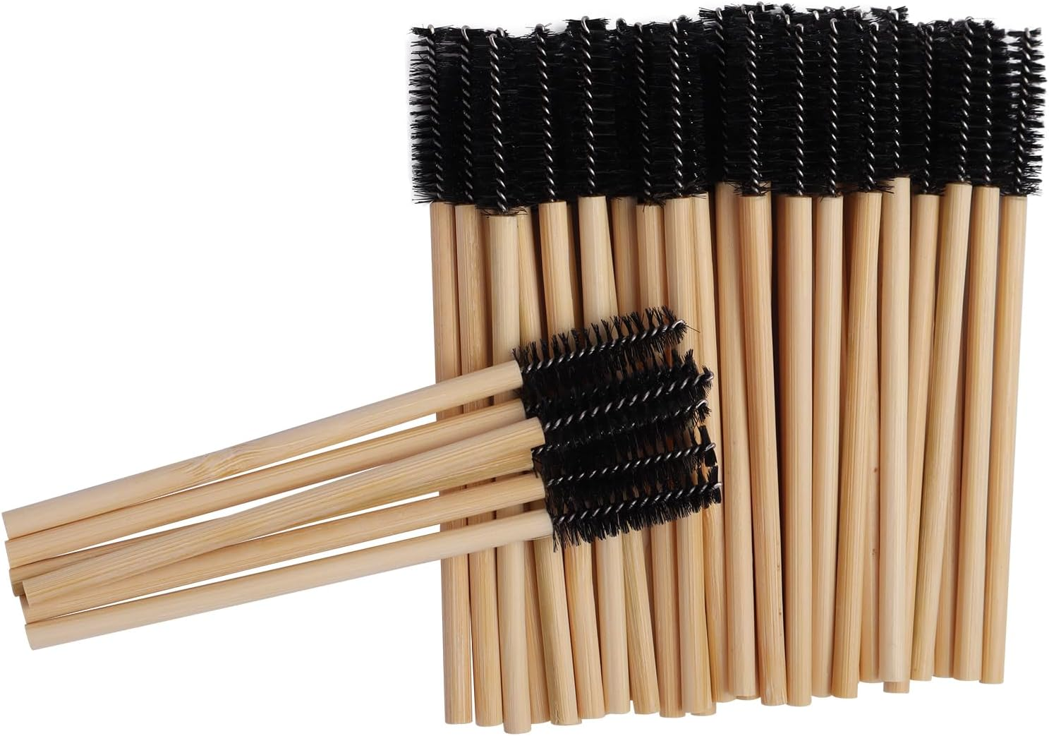 100Pcs Disposable Eyebrow Brushes Bamboo Handle Eyelash Brush Makeup Brush Eyelash Extension Mascara Wand Applicator Tools image number 5