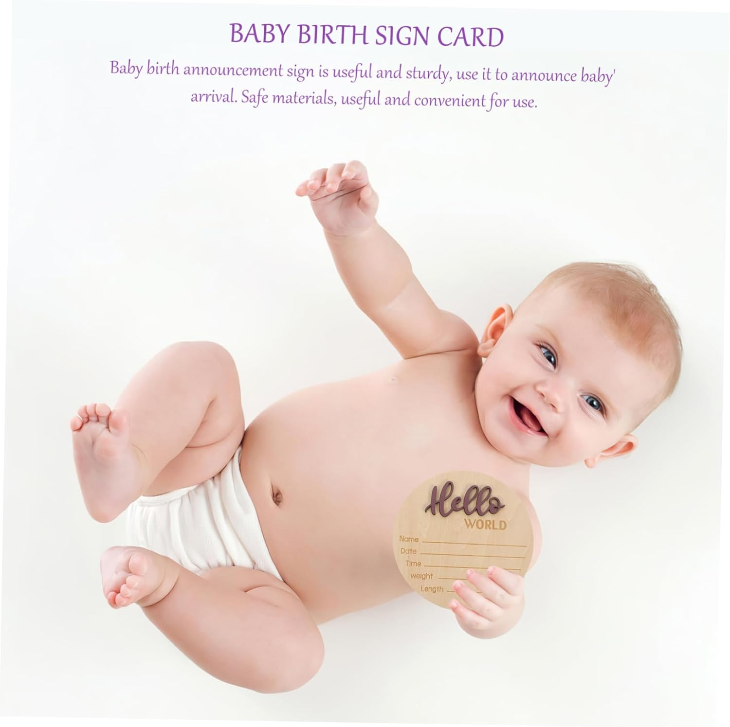 Announcement Wooden Sign for Birth Announcement round Shape Nursery Decor Sticker Wow Cards Safe Easy to Use - Green image number 3