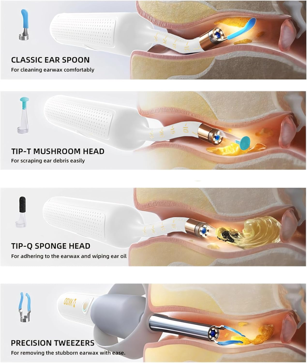 R1 Pro Visual Earwax Removal Ear Cleaner Kit Earscope Ear Wax Remover Tools Smart Ear Pick Kit with Camera for Ios & Android (Blue) image number 6