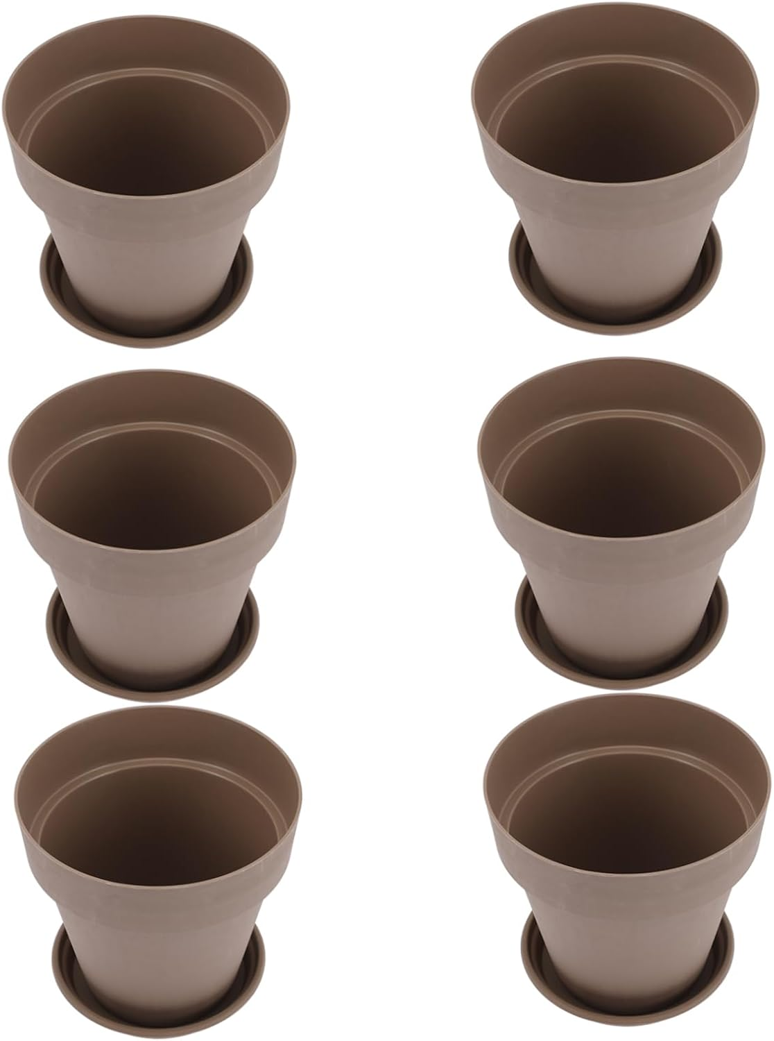 HIAKDOFT 6Sets Plastic Flower Pots Garden Supplies for Indoor Outdoor Elegant Plant Containers for Balcony Porch Home Office Saucer