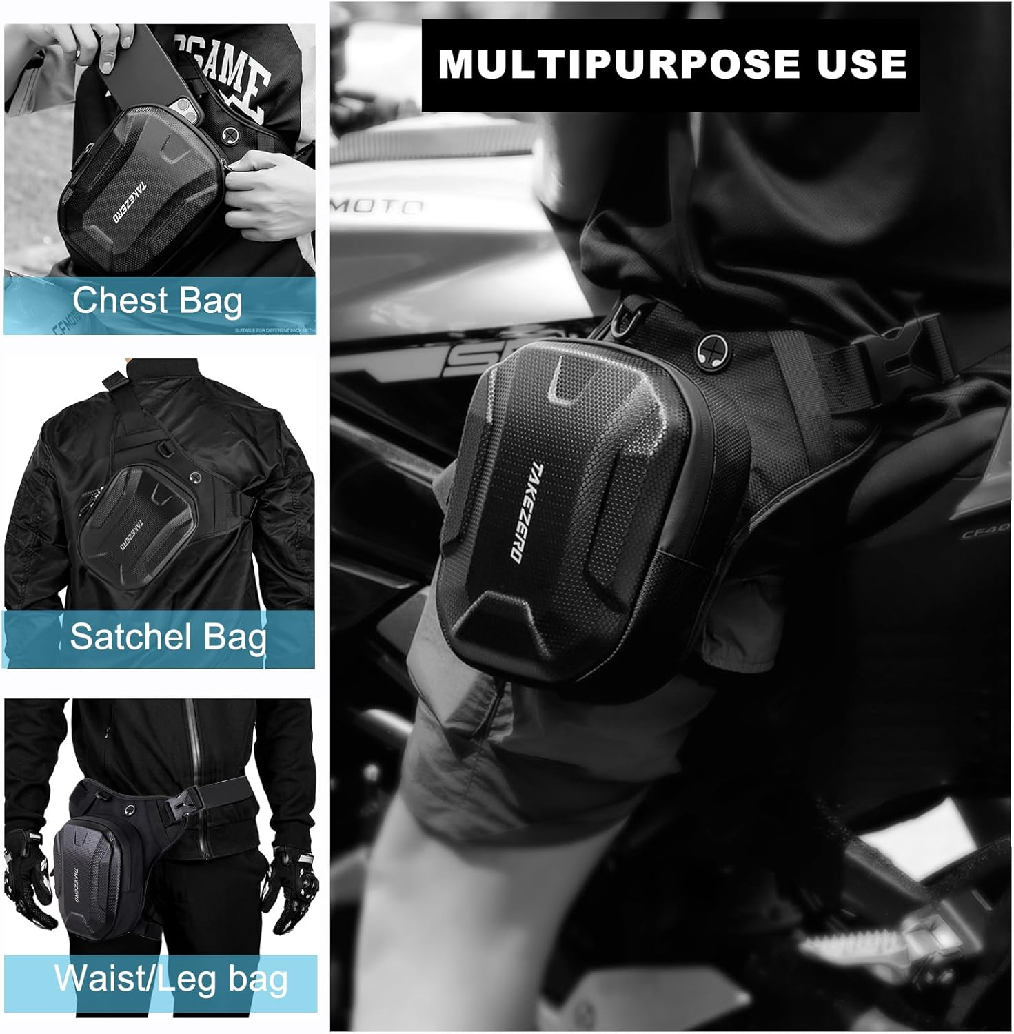 Thigh Bag,Motorcycle Leg Bag Water-Resistant,Drop Leg Bag for Men Women, Multifunctional EVA Drop Leg Pouch,Expandable Storage Pack for Cycling Hiking Climbing Fishing - Black Mtx1 image number 5