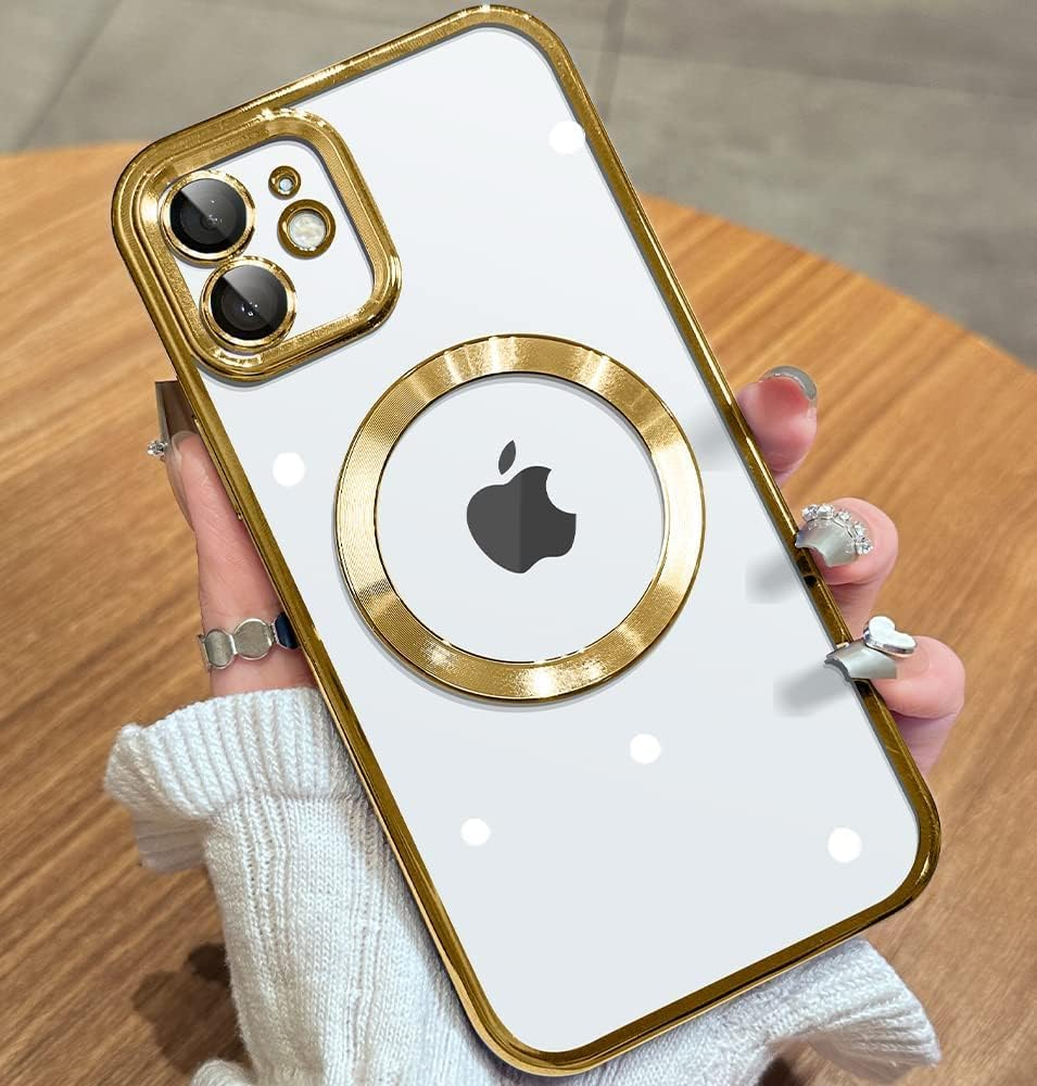 ELEPIK for Iphone 14 Pro Case with Camera Protector, [Full Camera Cover Protection] [Compatible with Magsafe] [Military Grade Protection] Clear Magnetic Slim Phone Case 6.1 Inch, Purple