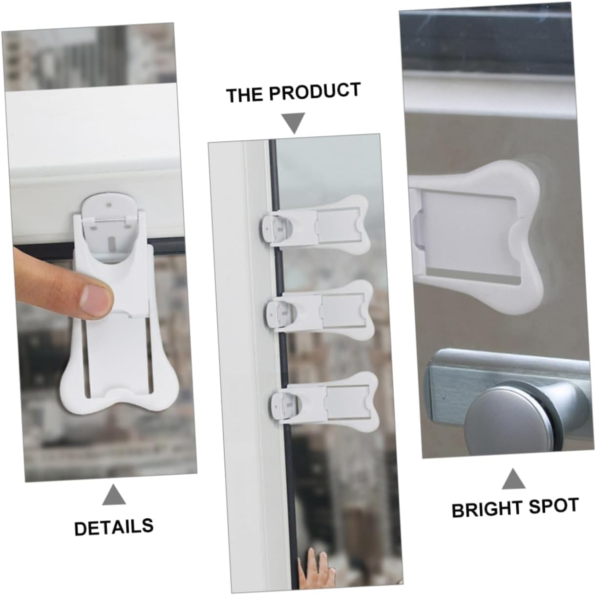 Liyquint 4PCS Sliding Door Lock for Child Safety | Child Proof Locks for Glass Doors, Windows, Closets & Cabinets | Home Security Safety Locks for Sliding Doors & Windows (White) image number 1