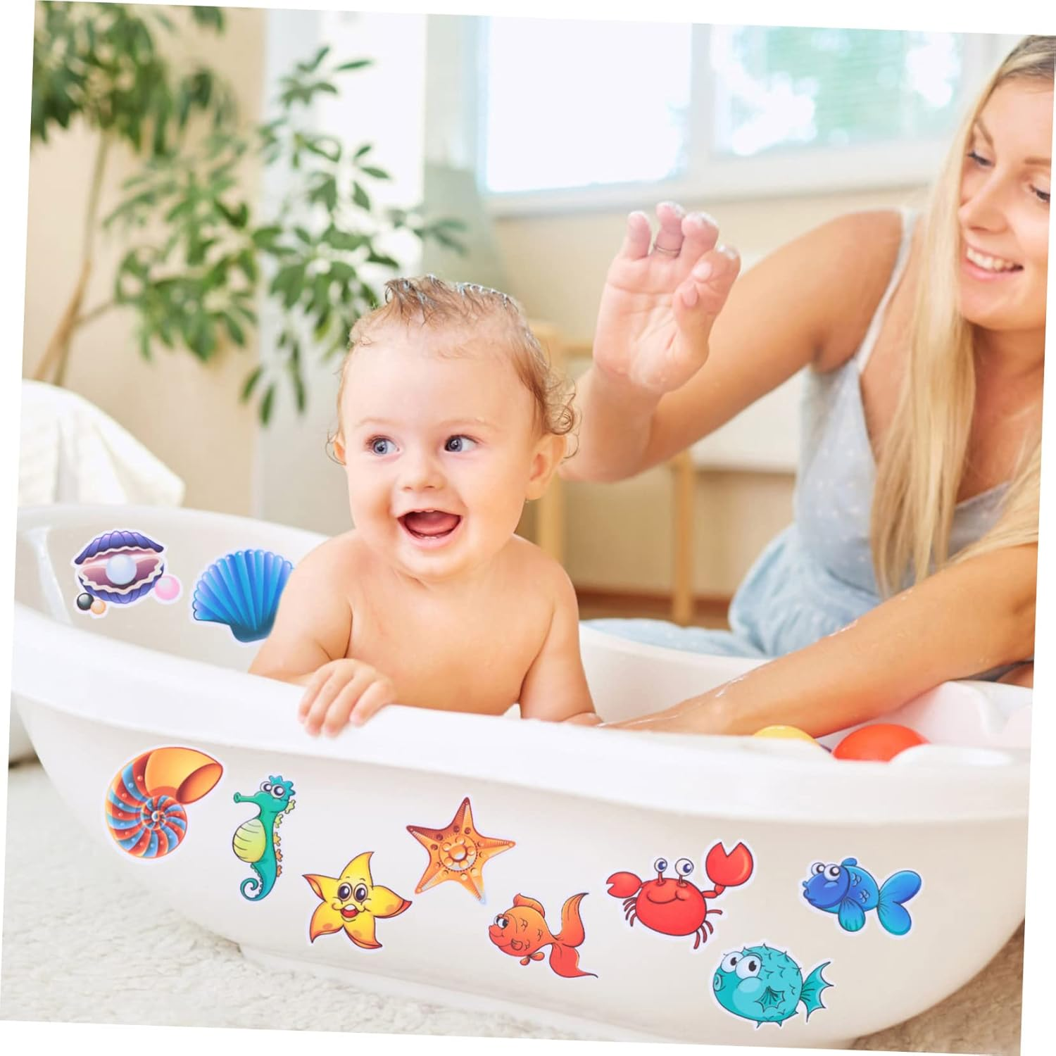 Kisangel 30Pcs Bathtub Stickers Adorable Sea Animal Pattern Adhesive Stickers for Boys and Girls Fish and Decals for Bathtub Safety Shower Accessories image number 4