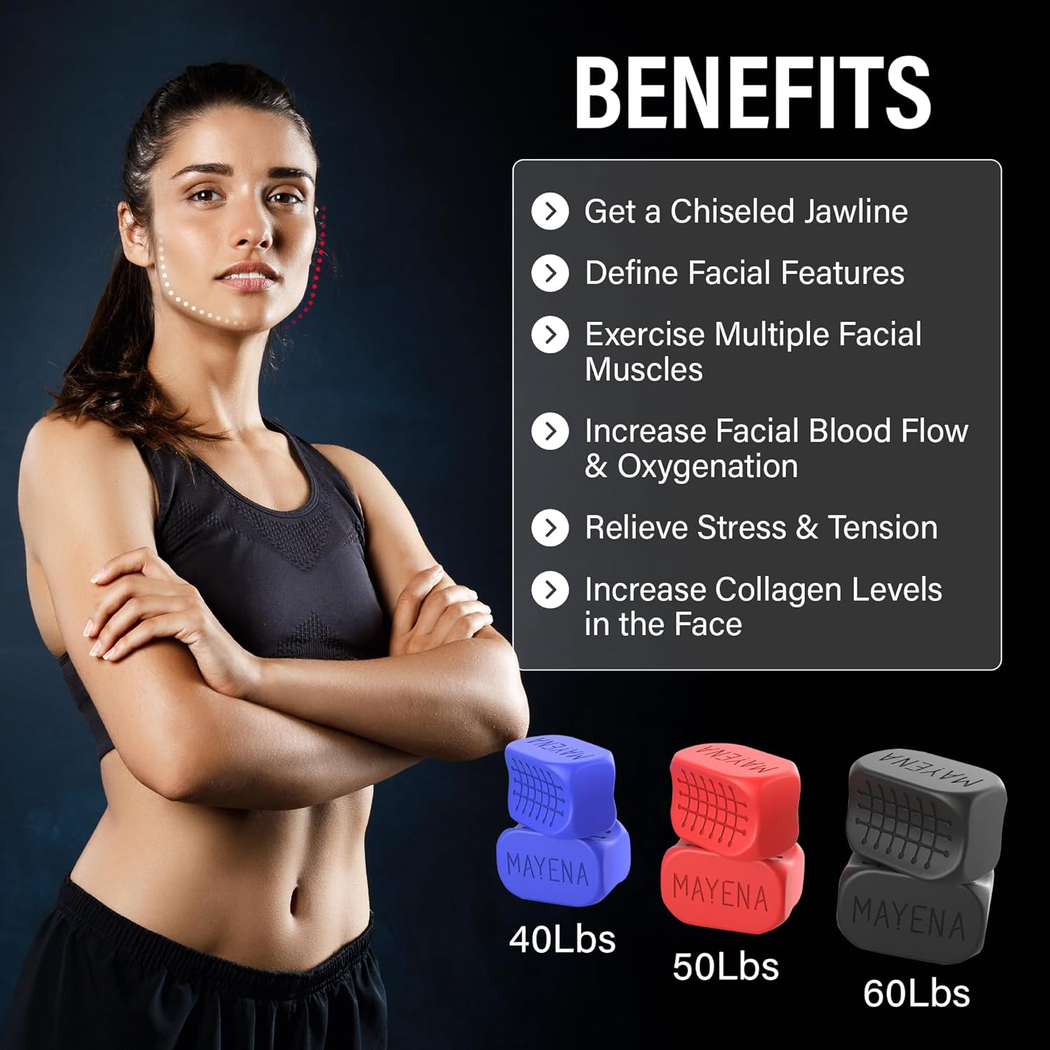 Mayena Jaw Exerciser for Men & Women | 3 Resistance Levels Silicone Jawline Shaper Set | Core Strength Upgraded Model | Powerful Jaw Trainer for Multiple Strength Levels | Slims & Tones the Face image number 4