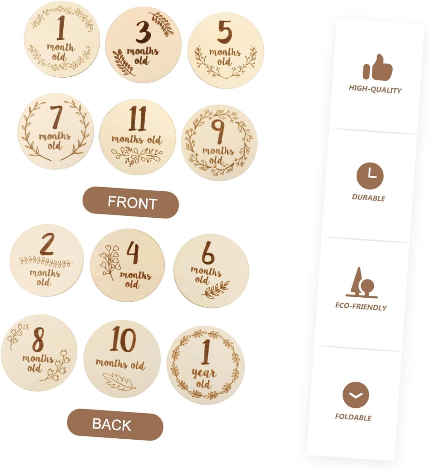 6Pcs Double Sided Monthly Cards Milestone Keepsakes Durable Photography Props for Newborn Growth for Showers image number 5