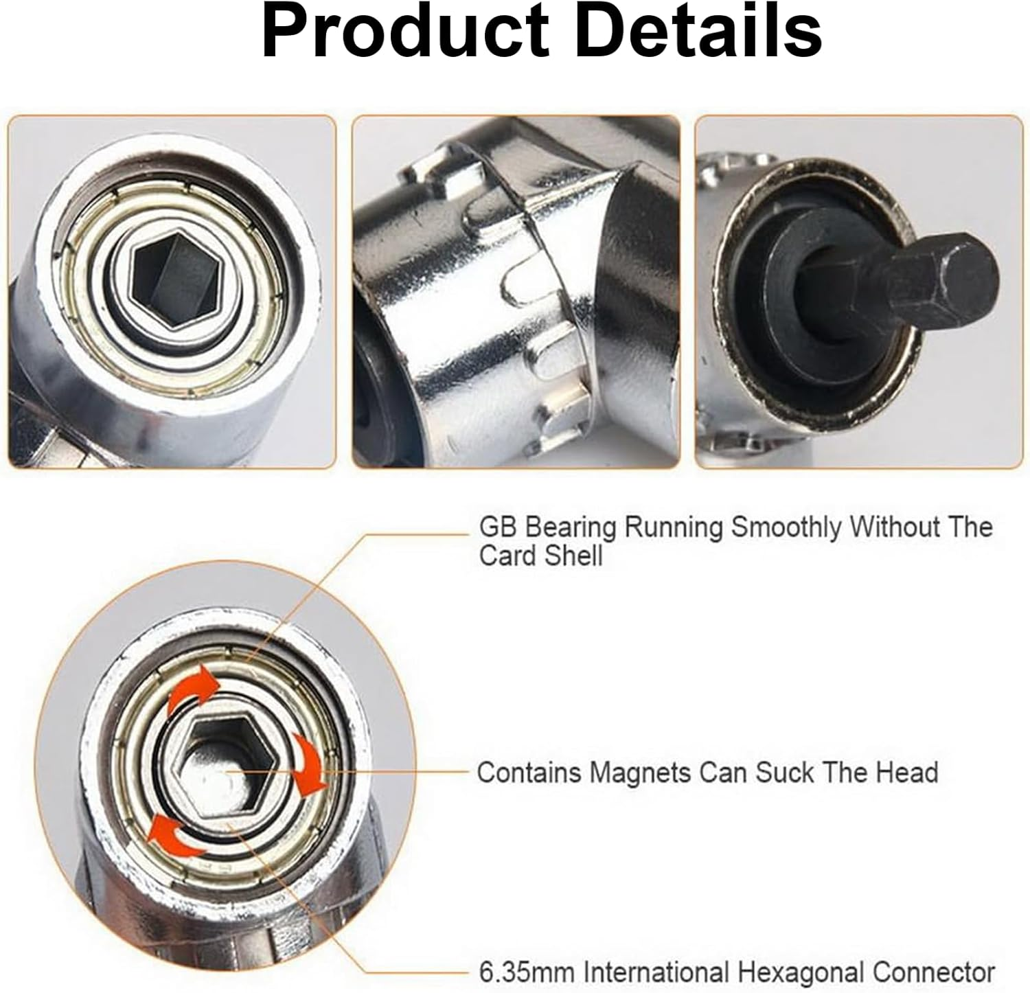 Rhoyee 105&deg; Right Angle Drill Adapter &ndash; 1/4" Hex Shank, Magnetic Quick-Change Bit Holder &ndash; Power Screwdriver & Drill Extension for Tight Corners, Hard-To-Reach Areas, DIY & Professional Use image number 1