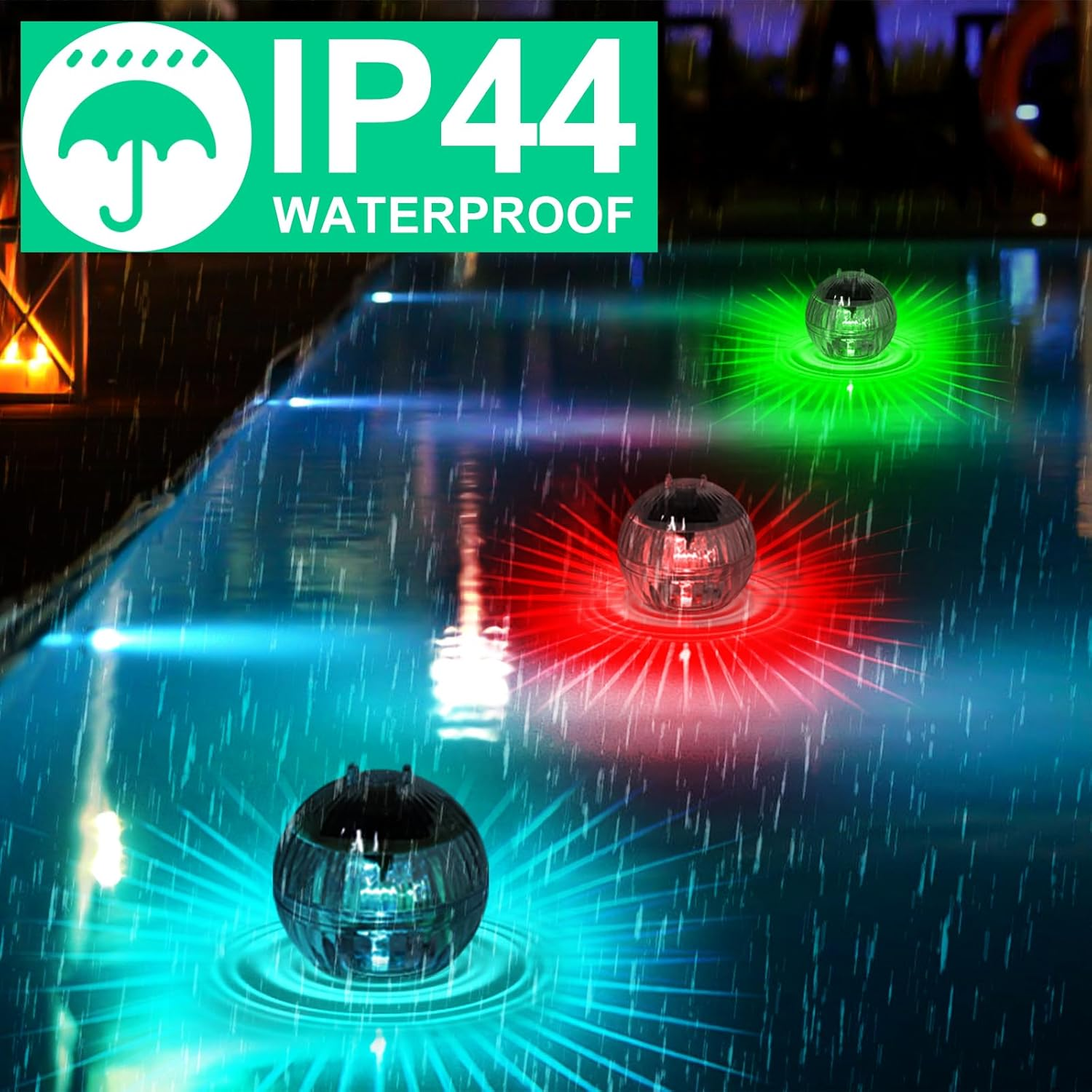 Asfrode Solar Floating Pool Lighting, Pack of 3 Pond Lighting, 7 Colours, Solar Floating Pool Light, RGB Solar Lights, IP65 Water Light for Pool, Pond, Garden, Fountain, Water Parks image number 5