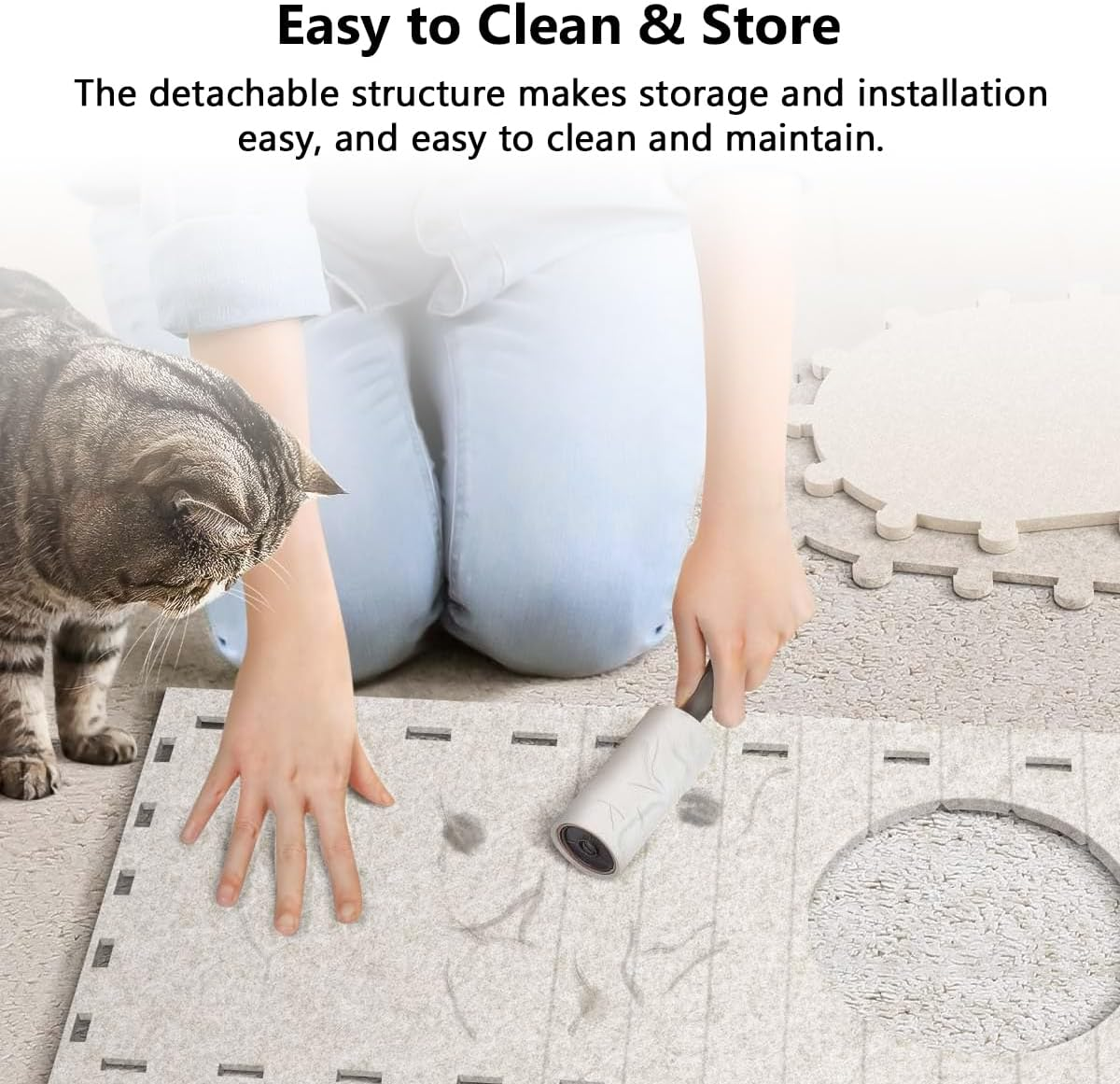 Foldable Cat House, Cat Bed for Indoor Cats, Soft Cat Cave Bed with Cat Scratching Board, Covered Cat Hideaway with Cat Pattern, Stable Cat Cave for Cat and Little Dog image number 4