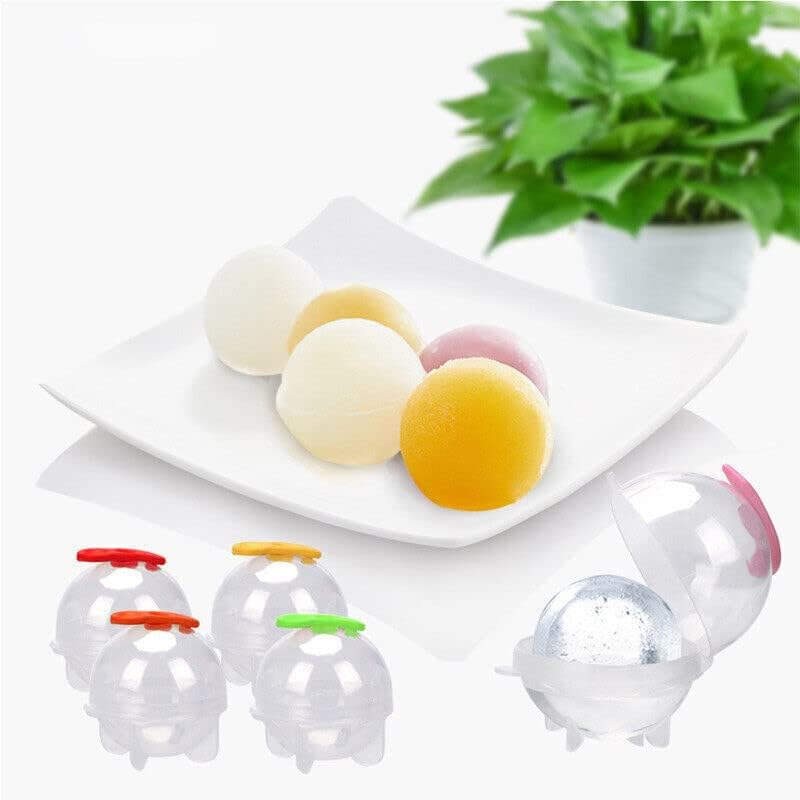 4Pcs Ice Cube Trays Large Ice Ball Maker Big Silicone Mold Sphere Whiskey round Mould DIY 5Cm, Easy-Release, No Leakage, for Whiskey, Cocktail, Juice, Party image number 2