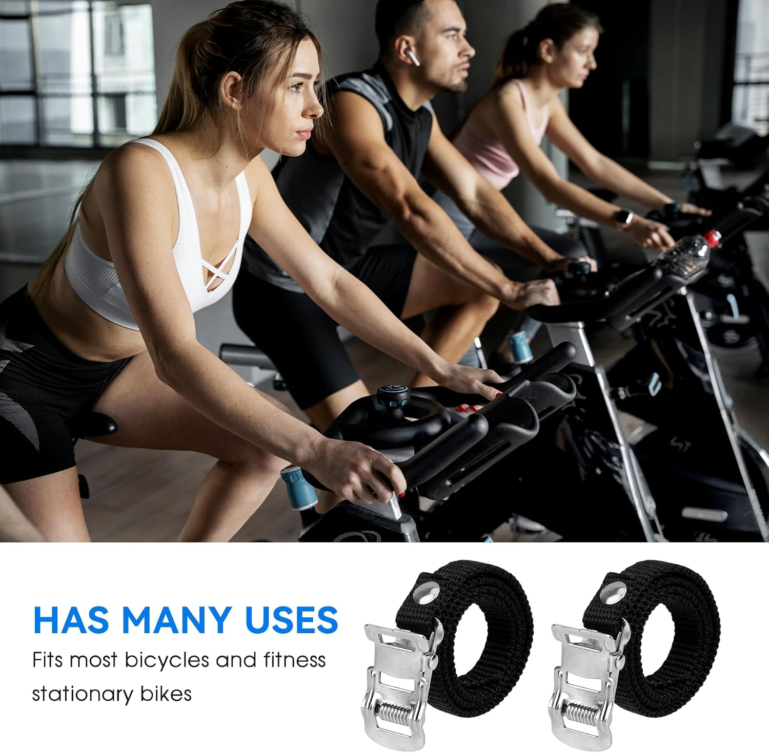 2 PCS Bike Pedal Straps Universal Replacement Foot Pedal Straps for Bicycles or Exercise Bike Spin image number 6