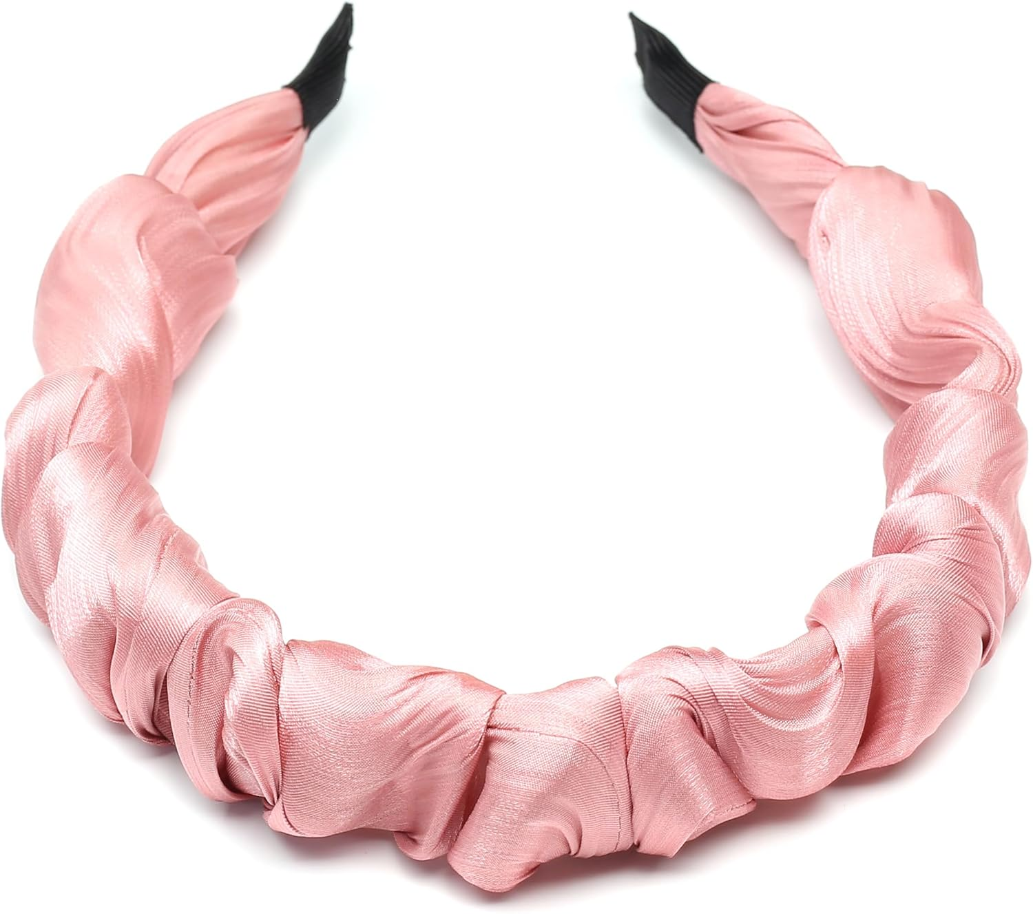 Qingoo Pleated White Headband Women Headband Hair Accessories Elegant Girls Hair Accessory 1 Piece (White) - Black image number 2