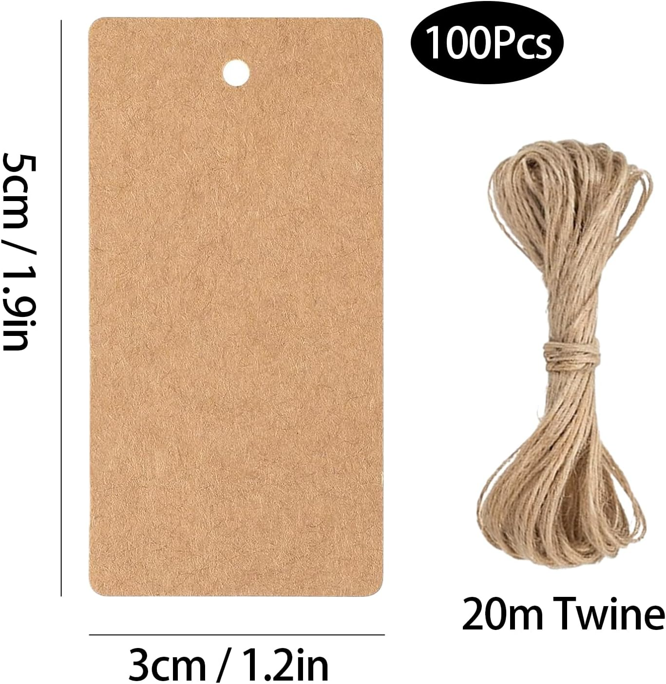 100 Pcs Kraft Paper Tags, Large Gift Tags, Blank Paper Tags with String, Large Gift Labels for Wedding Favors, Craft Paper for Presents, Kraft Paper Paper with Free Natural Jute (White) image number 1