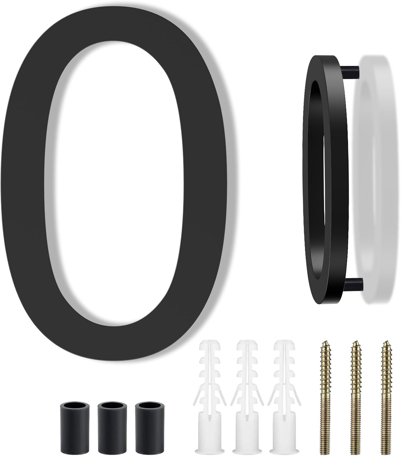 DEWEL House Numbers for Outside, 6 Inch Modern Floating Address Numbers for Farmhouse, Street, Front Door, Weatherproof, Easy to Install with Template (Black House Number 1)