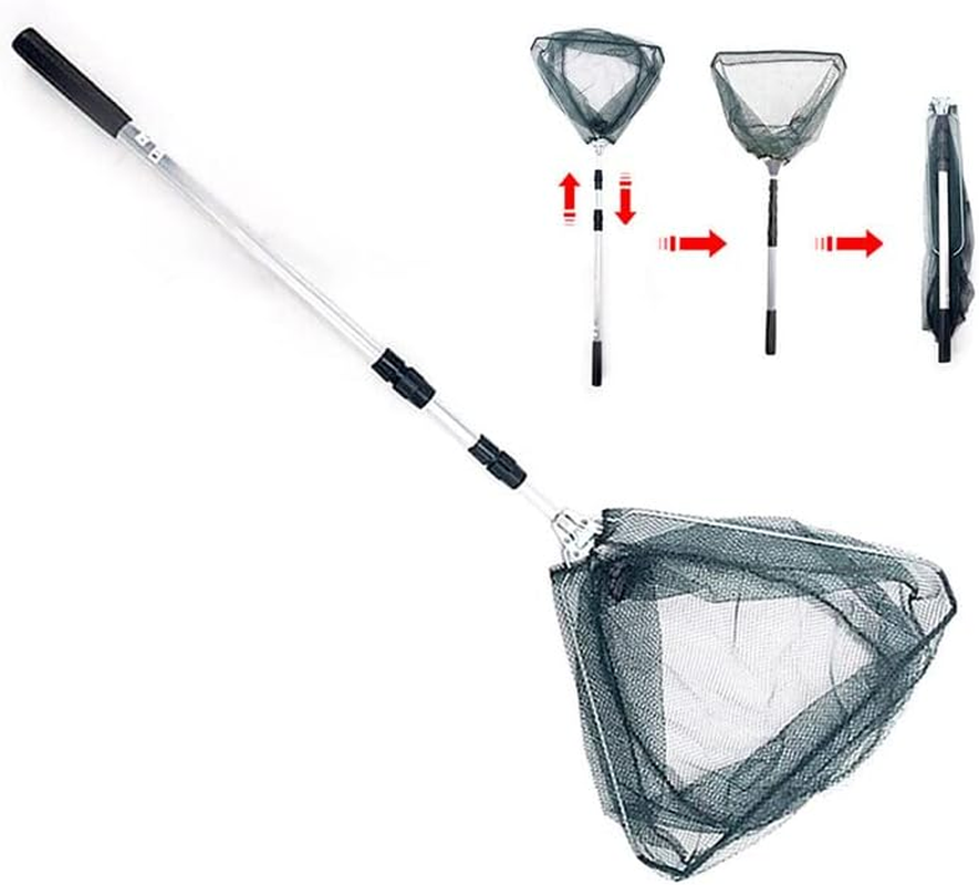 AIMALL Foldable Telescopic Fishing Net, 22"-67" Extendable Pole with Knotless Mesh, Lightweight Aluminum Frame, and Triangular Design for Landing Fish image number 6