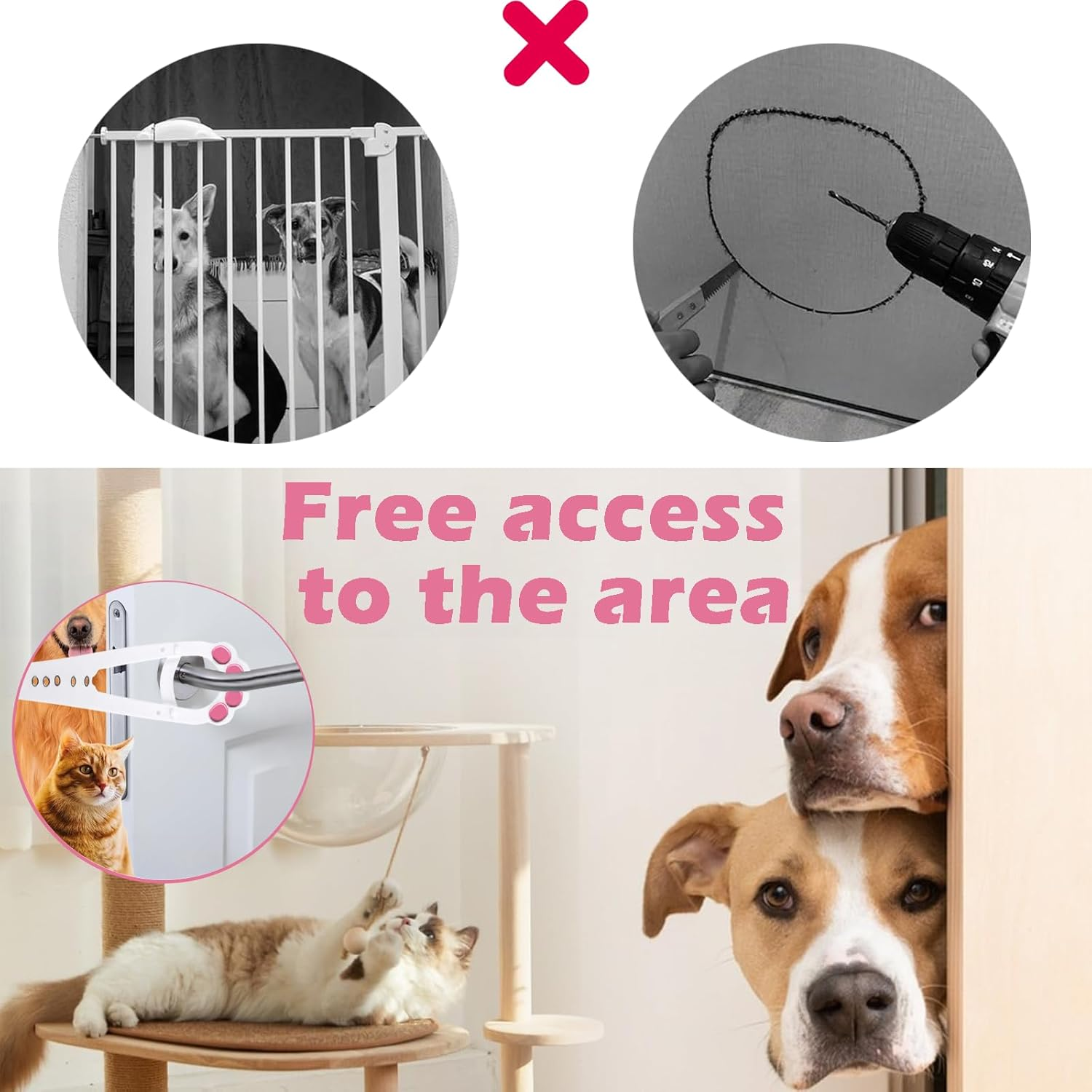 Treayes Pet Door Holder, Cat Door Latch Easy to Install Keep Dogs Out for Bedroom (White) image number 4