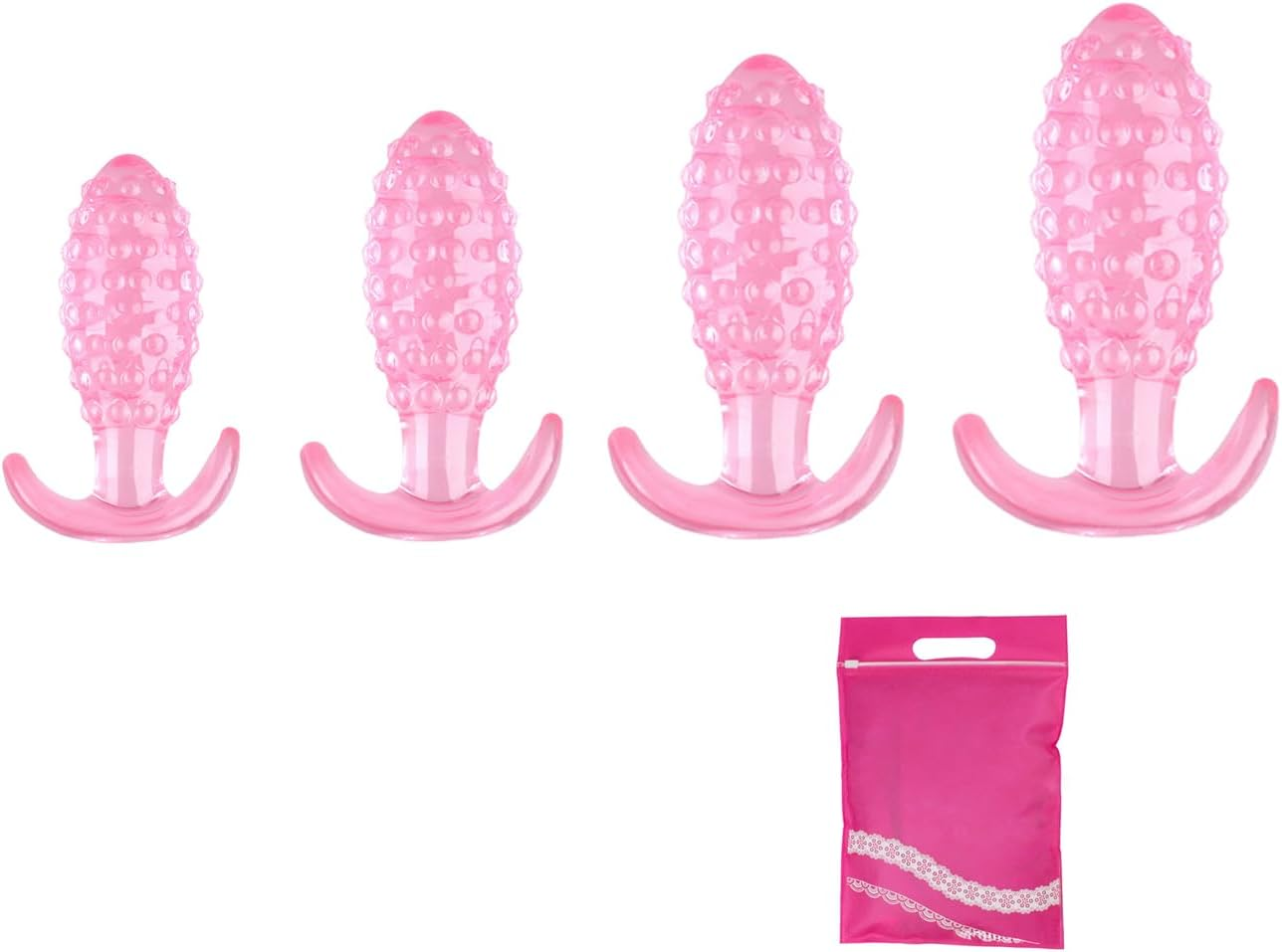 4PCS Pineapple Anal Plugs Anal Training Set Anus Dilator Kit Pink Buttplug Prostate Male Butt Plug with Handle Analtoy Plug Beginner image number 6