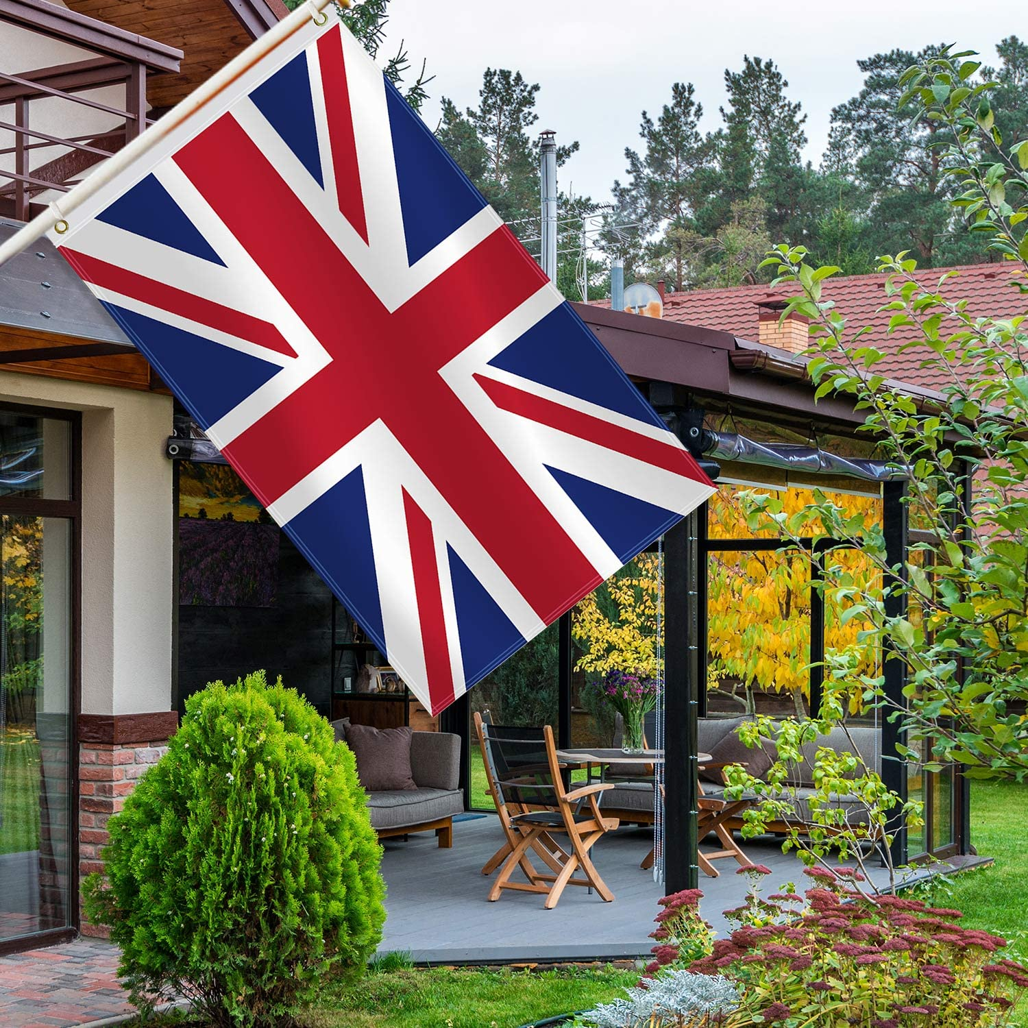 3&times;5 FT Britain Flag,Large British People National Decor,Double Side Digital Printed 75D Polyester Banner with Canvas Header Brass Grommet image number 1