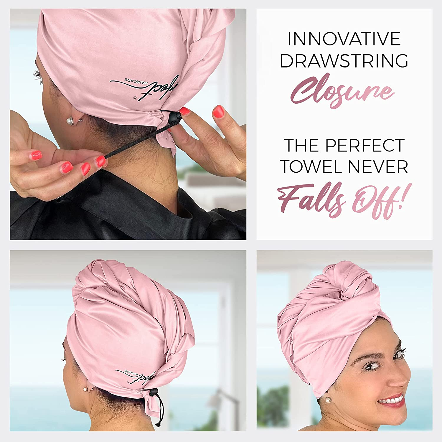 Microfiber Hair Towel Wrap for Women - Gift and Travel - Smooth like Silk - Curly, Wavy, Straight Hair Girls - Plopping Essential - Anti-Frizz, Fast Drying, Works Better than a Cotton T-Shirt