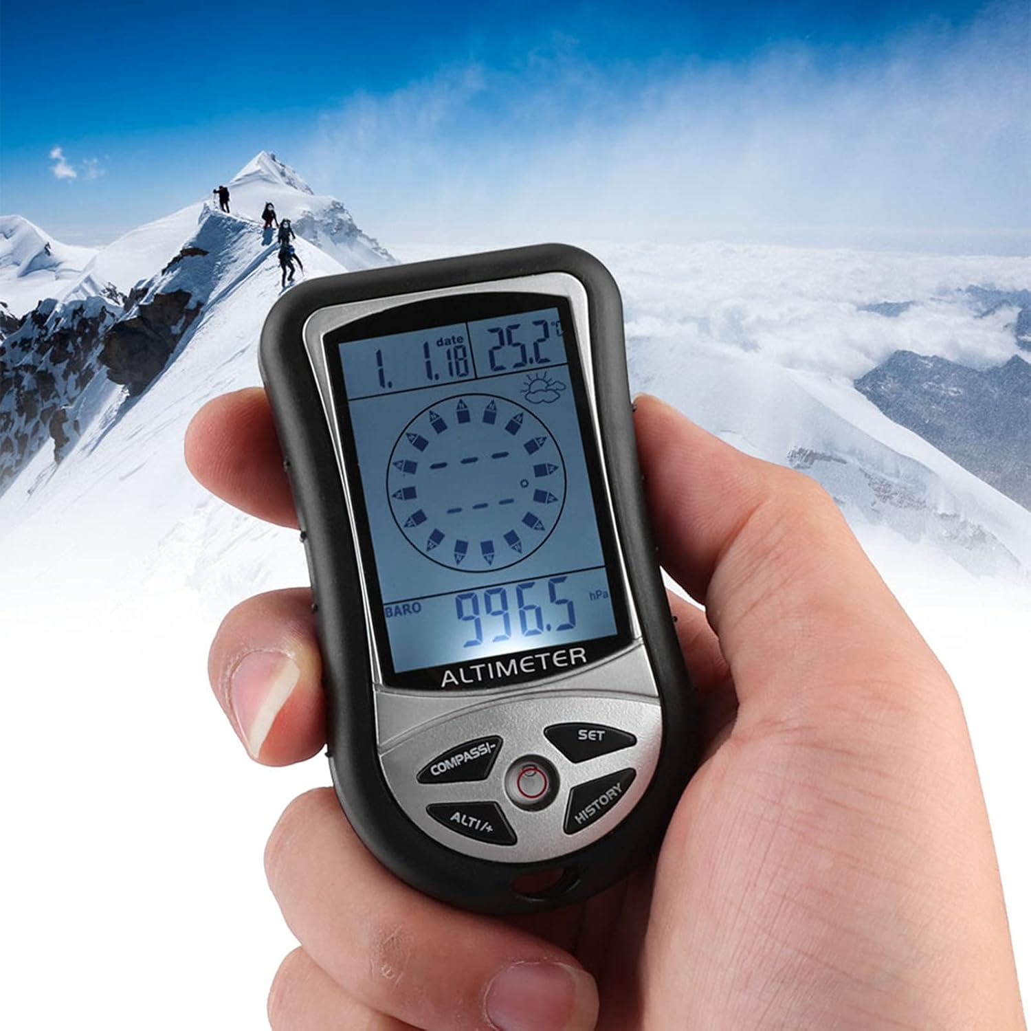Durable Electronic Weather Altimeter Altitude Compass for Outdoor Enthusiasts in Black ABS Material image number 2
