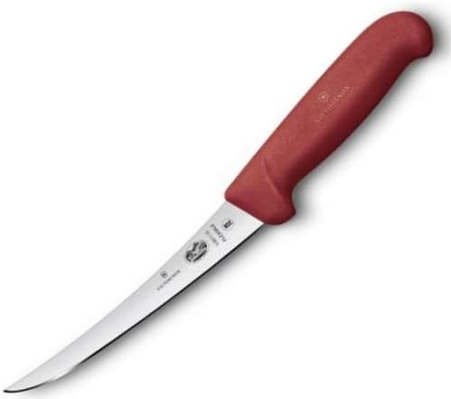 Victorinox Fibrox Curved Flexible Narrow Blade Boning Knife, Red, 5.6611.15 - 5 Inches, Black image number 6
