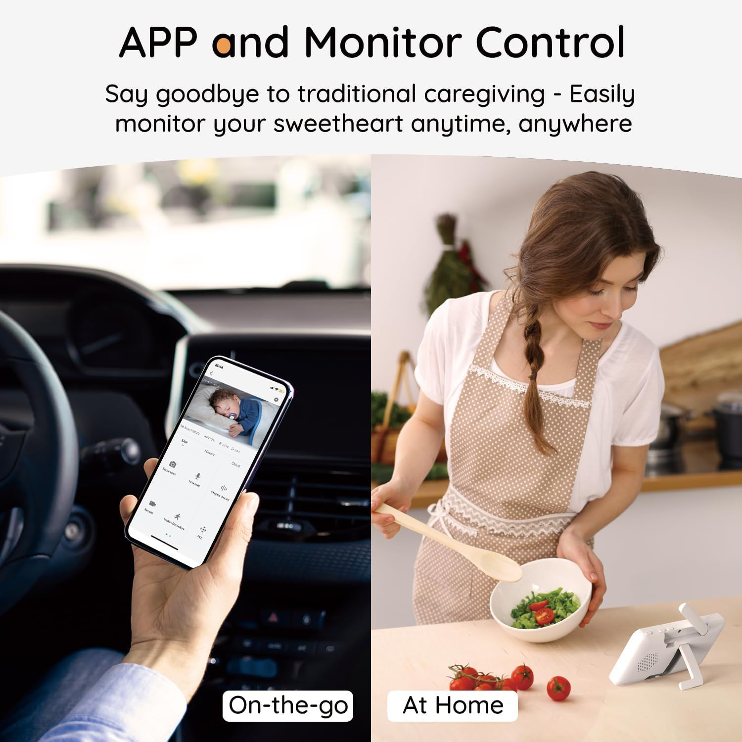 BOIFUN 2K Baby Monitor with 5" Screen & Smart App Control, Wifi Video Camera 360&deg; Auto Tracking, AI Motion & Cry Detection, Night Vision,Temper & Humidity Detection, 2-Way Talk, Long Battery Life image number 6