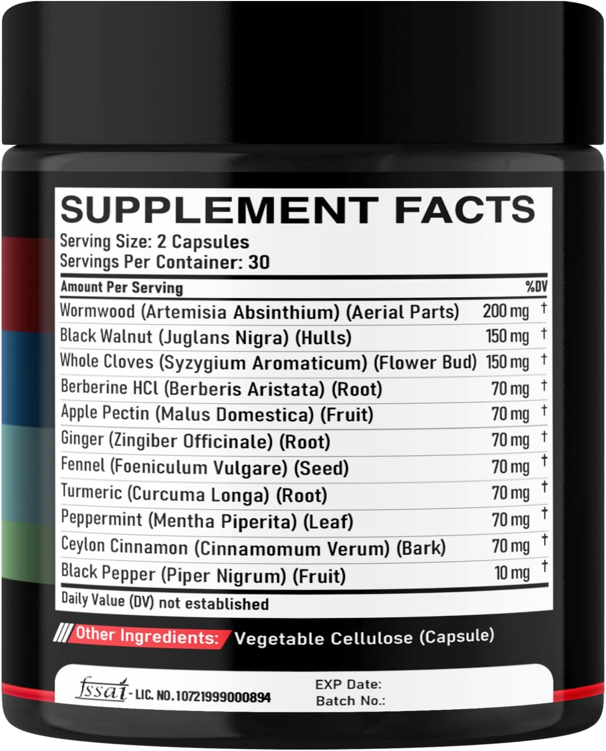 DEDICAD Wormwood Capsules Supplement - Extracted from Black Walnut, Cloves, Turmeric, Apple, Berberine Hcl & More - 11 Ingredients Combined for Immune System, Body Management - 60 Capsules image number 2