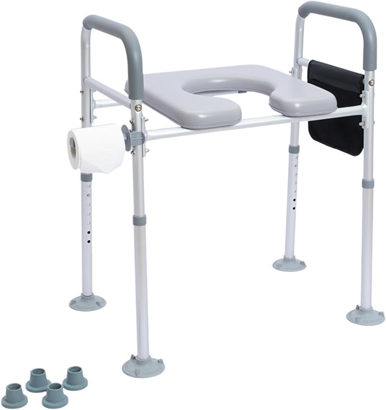 Raised Toilet Seat with Handles,Toilet Lift Grab Bar, Width and Height Adjustable Raised Toilet Seat, up to 330Lbs, with Armrests and Wider Seat, Standard Seat Risers for Seniors, Pregnant Individuals, and the Handicapped, Fits Any Commode image number 3