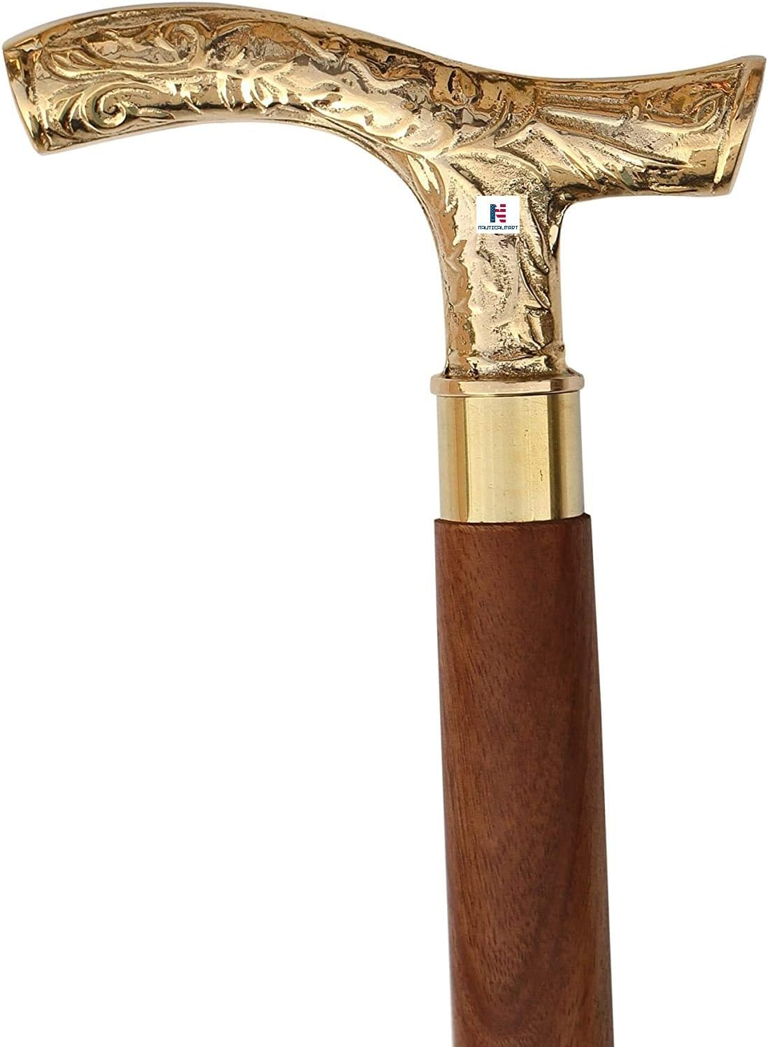 Walking Stick - Men Derby Canes and Wooden Walking Stick for Men and Women Solid Brass Handle -Affordable Gift! Item image number 4