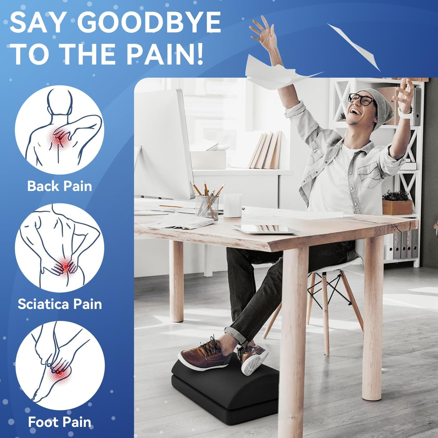 Foot Rest Cushion, 3IN1 Ergonomic under Desk Foot Pillow, Adjustable Detachable Comfort Foot Stool for Gaming, Office and Home image number 5