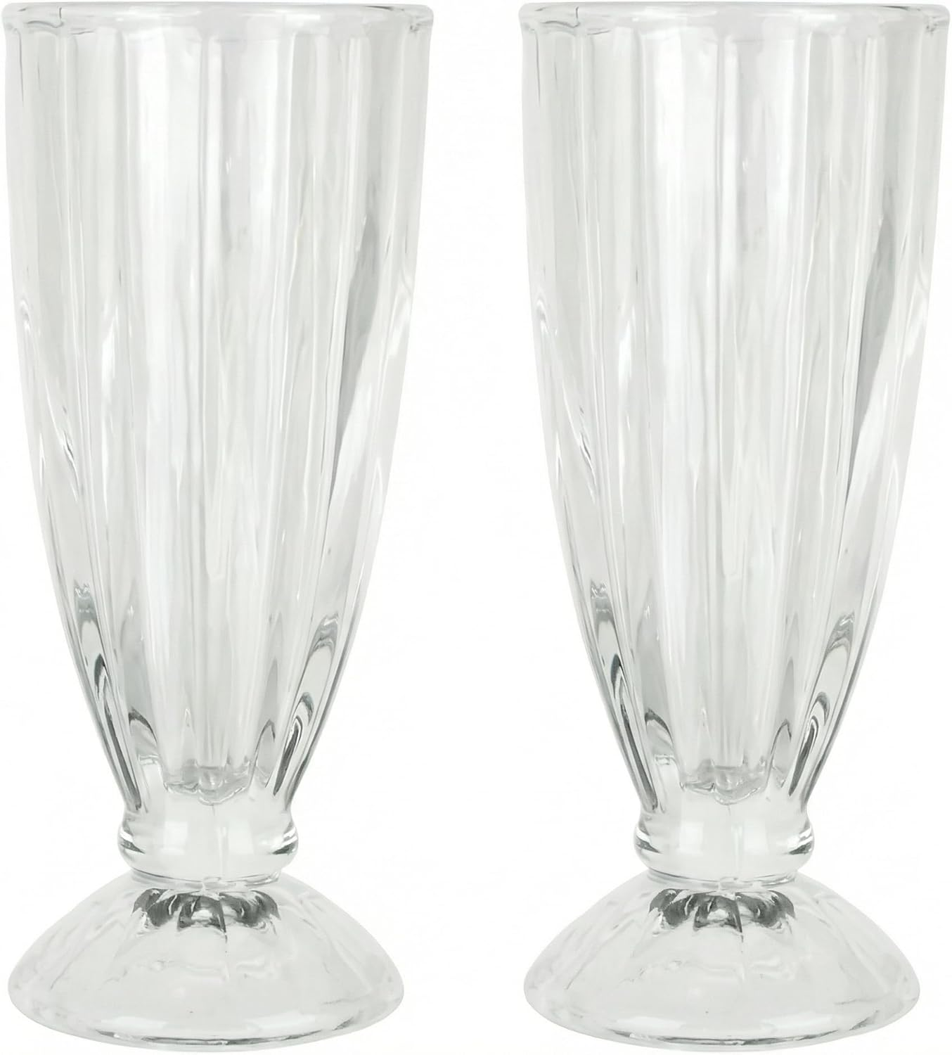 Leona Co Classic Retro Glass Milkshake Cup Set - 8X17.5Cm Diner Style Sundae Glasses, Thick Ribbed Glass for Shakes, Smoothies, Ice Cream Sodas & Desserts, Dishwasher Safe (3) image number 3