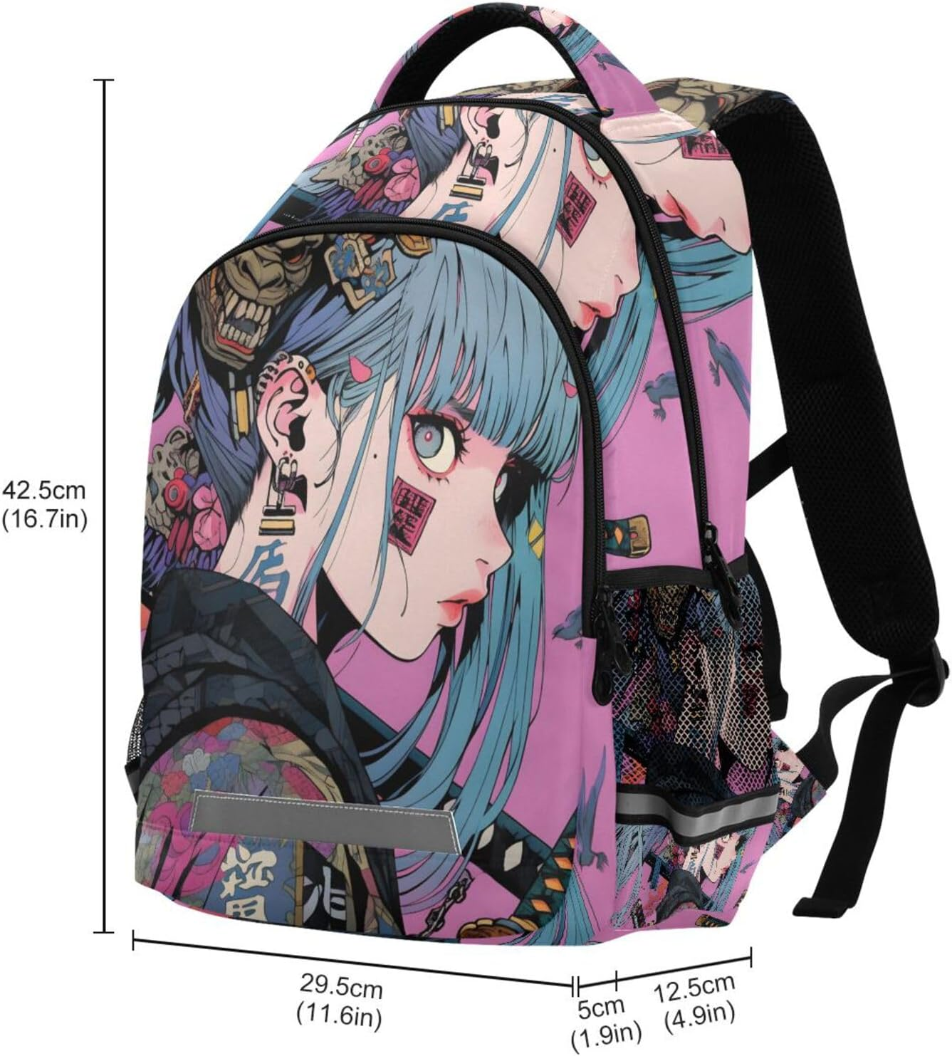 AIXIWAWA Anime Samurai Travel Backpack for Women Men Laptop Backpack Casual Daypacks with Padded Straps and Back 11.6&times;4.9&times;16.7 IN, Multicolor, 11.6&times;6.9&times;16.7Inch image number 5