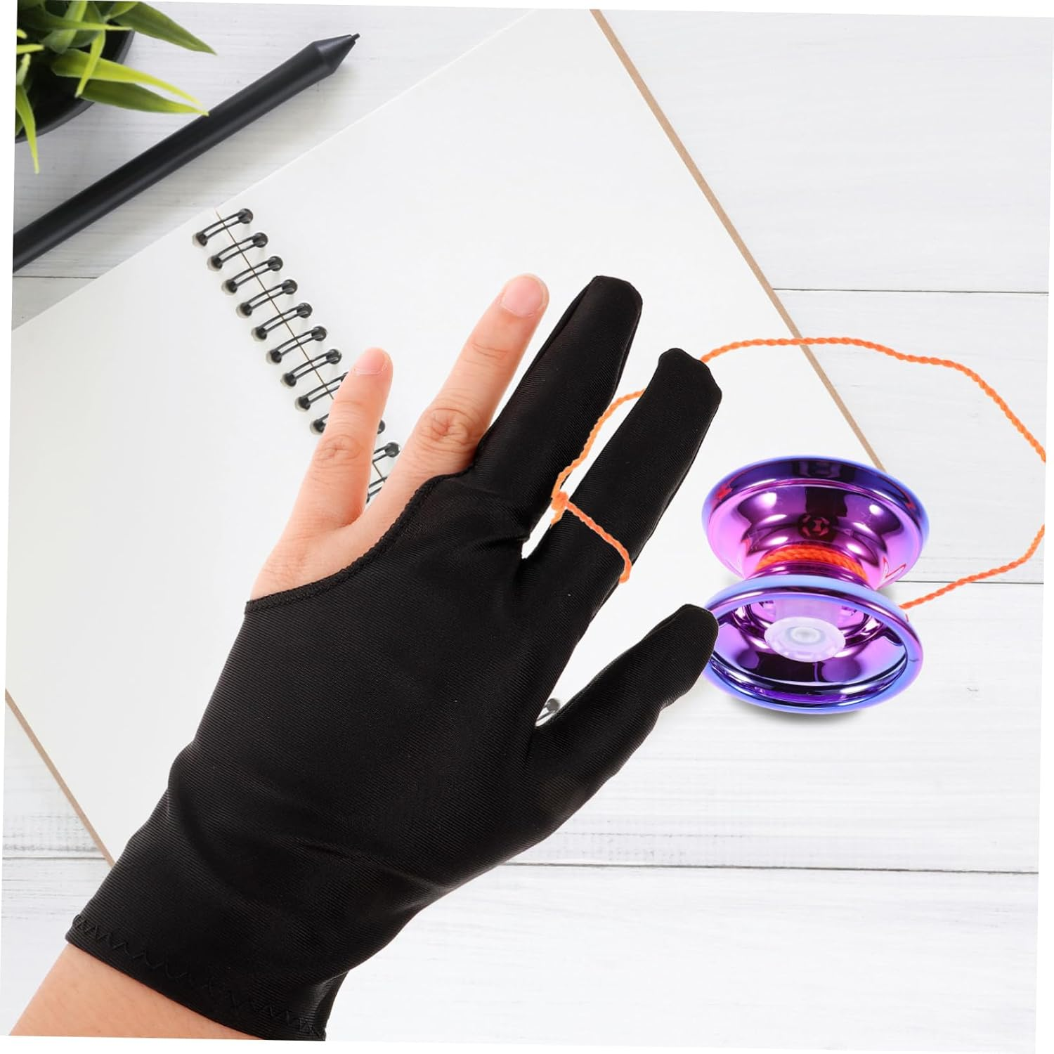 Totority 8Pcs Set Yo-Yo Gloves 3 Finger Gloves Yoyo Glove Snooker Gloves Elastic Pool Gloves Billiard Pool Cue Glove Billiard Protective Gloves Women Billiards Glove High Elastic Spandex image number 4