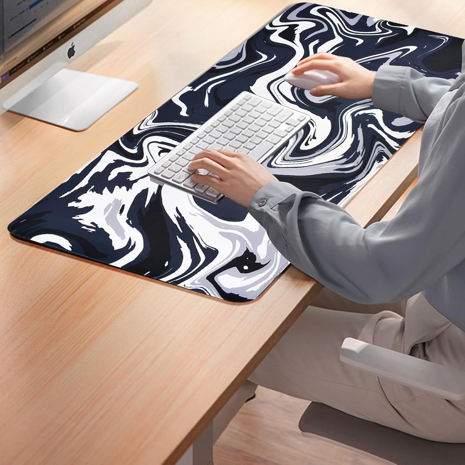 Gaming Mouse Pad 800 * 300 * 0.3Mm Big Large Desk Mat, XXL Large Mouse Pad, Non-Slip Rubber Base Waterproof Keyboard Mat with Stitched Edges, Gaming Keyboard Mouse Mat image number 1