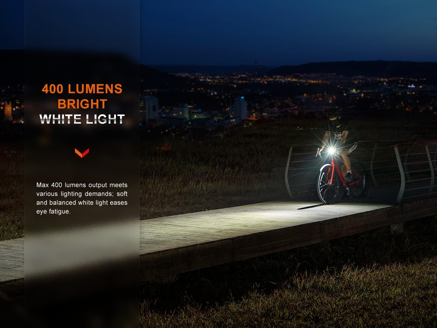 Fenix BC15R Rechargeable Bike Light - 400 Lumens & USB-C Charging - Safety Headlight for Urban Cyclists - Quick-Release Mount - Bicycle Light for Road, Coastal Highways, Park Paths & Wiled Jungle image number 5