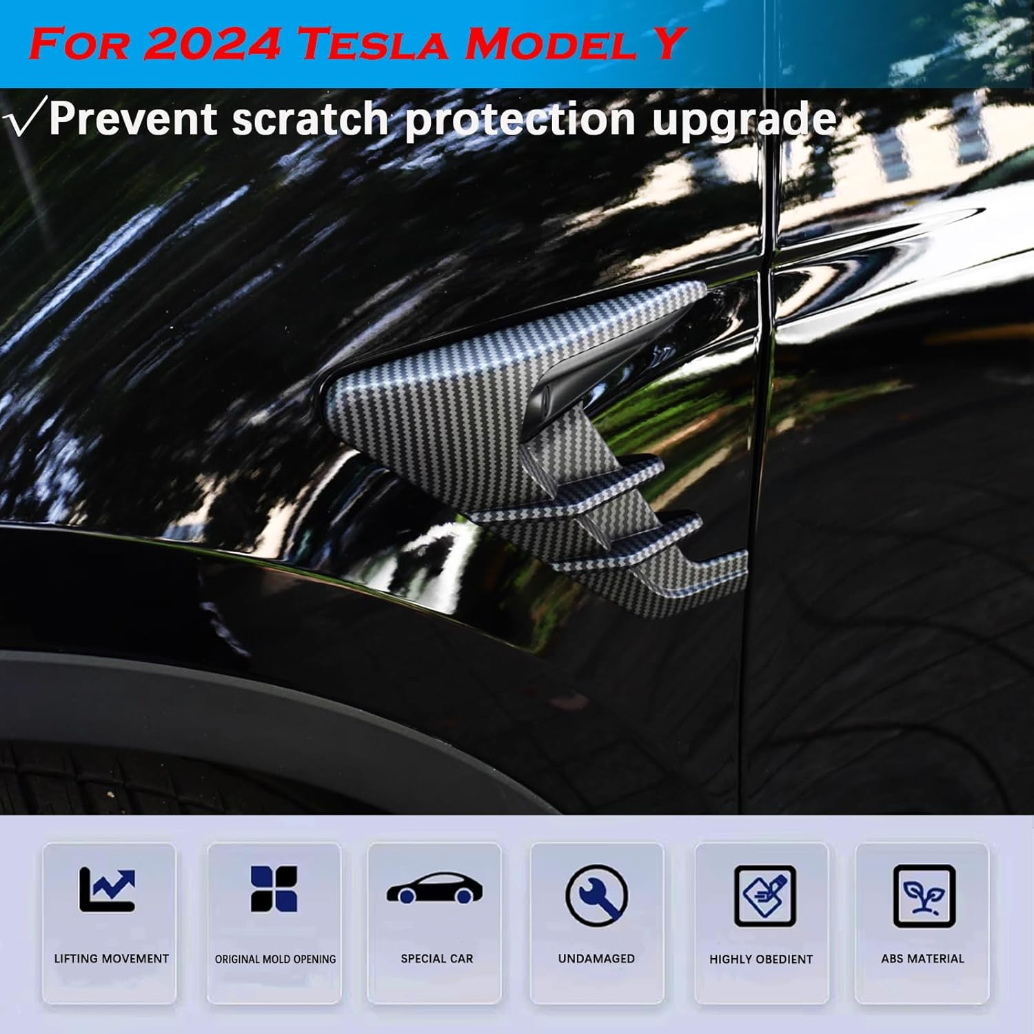 YHCDSEA for 2024 Tesla Model Y HW4.0 Side Camera Indicator Protection Cover Decoration Accessories Fit for Tesla Model Y with HW4.0 (Matt Carbon Fiber Pattern) image number 6