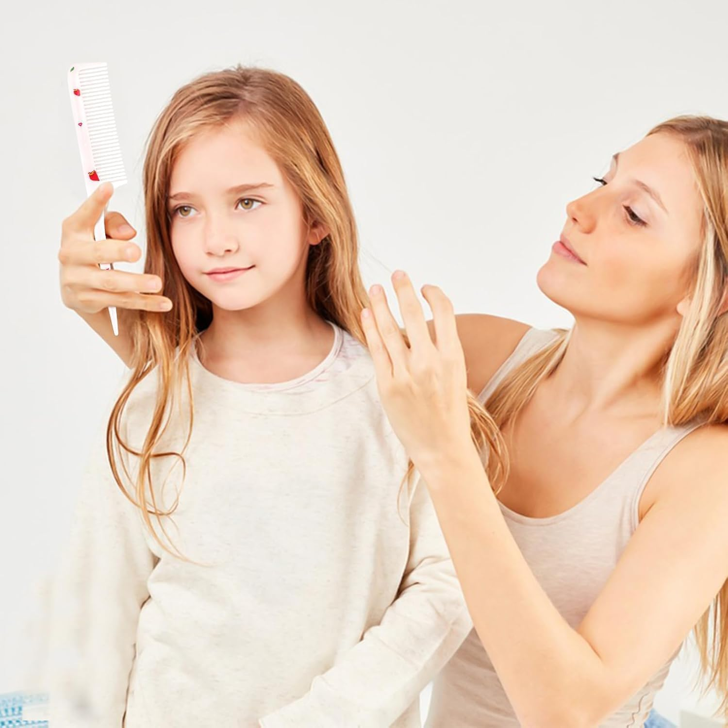 Small Cute Strawberry and Ice Cream Kids Toddler Babys Comb, 4Pcs Toddler Strawberry Ice Cream Baby Fine Tooth Rat Tail Combs, Small Cute Fine Tooth Toddler Combs and Rat Tail Baby Comb for Girls image number 1