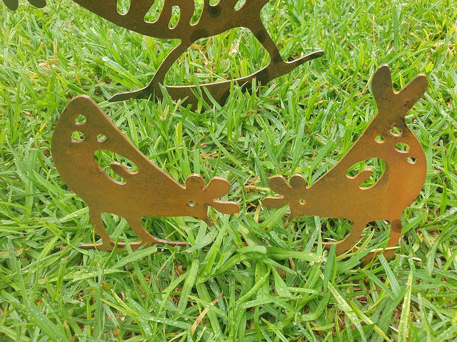 Funky Chickens Garden Stake - Australian Made Rusted Metal Garden Art image number 3