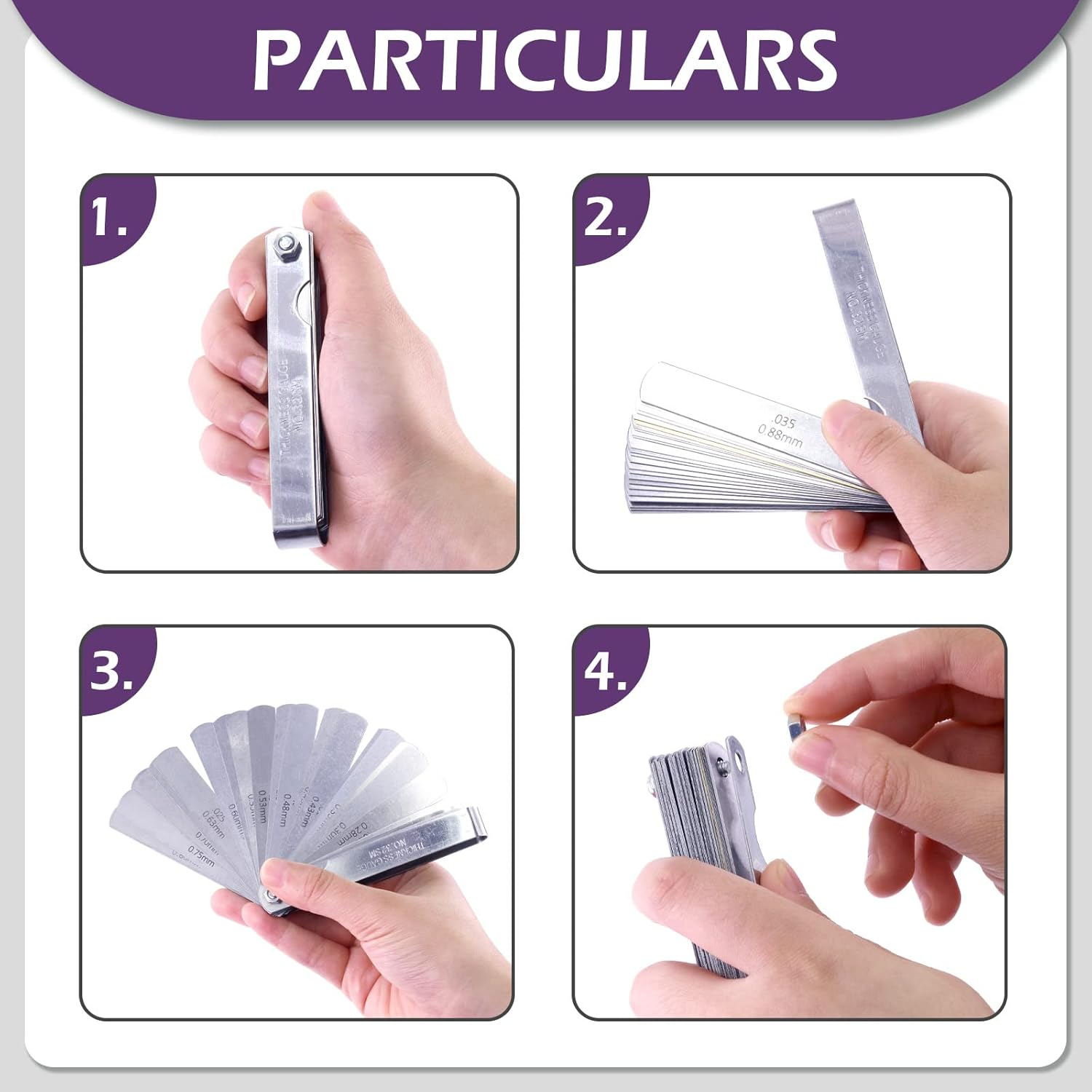 Swpeet 10Pcs Automotive Compression Tester Kit and Spark Plug Tester with Steel Metric and Imperial Feeler Gauge Assortment Kit, Universal Car and Motorcycle Engine Testing Tools image number 4