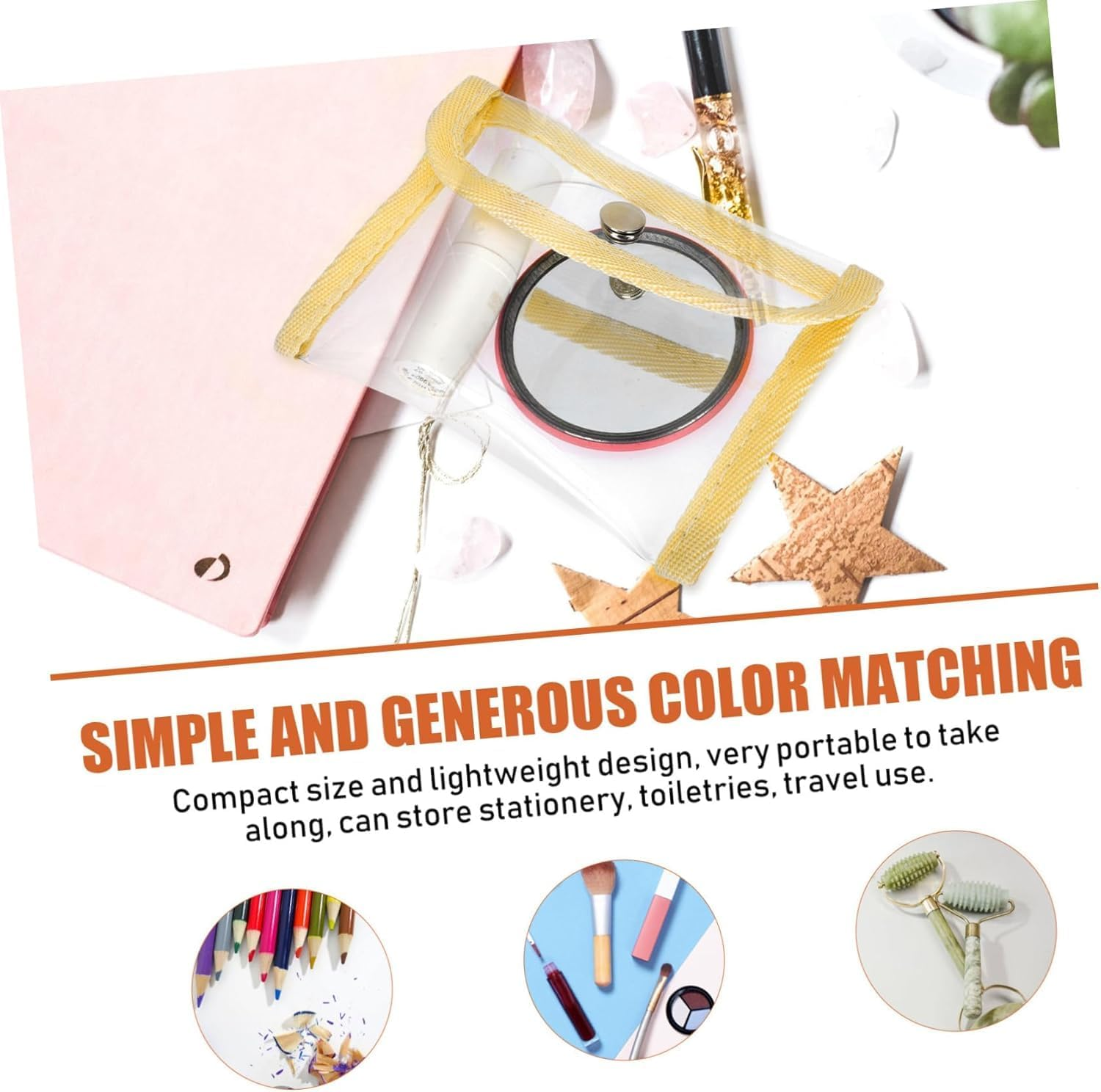 6-Piece PVC Transparent Bag Transparent Makeup Bag Pencil Bag ID Card Storage Bag Transparent Makeup Bag Portable Coin Purse Coin Purse Transparent Travel Bag Travel Storage Bag image number 3