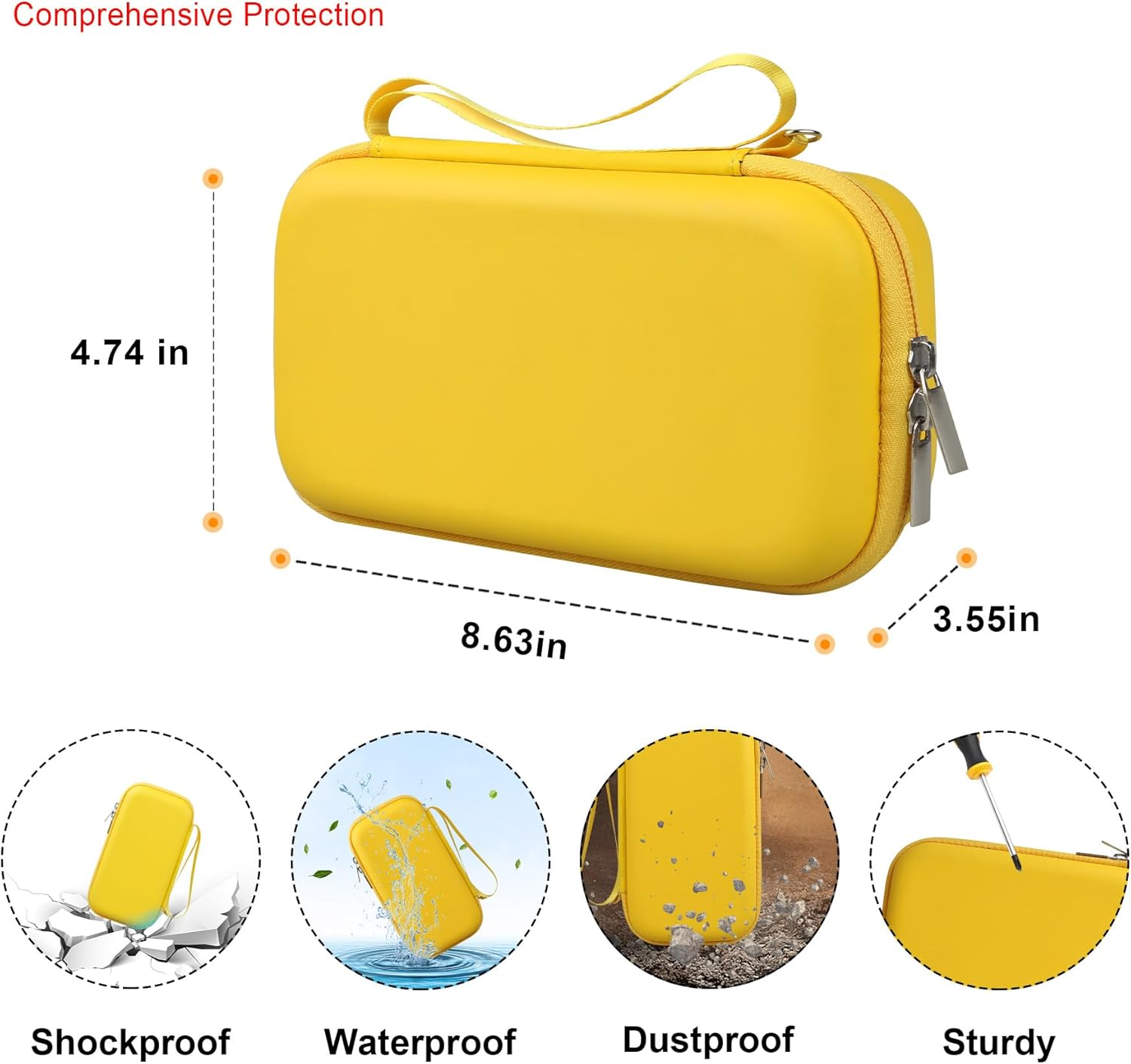 Elonbo Carrying Case Compatible with Asthma Inhaler Spacer for Kids and Adults, Ventolin Masks Inhaler Spacer Holder, Asthma Travel Organize Bag, Yellow (CASE ONLY! Inhaler Spacer Not Included)
