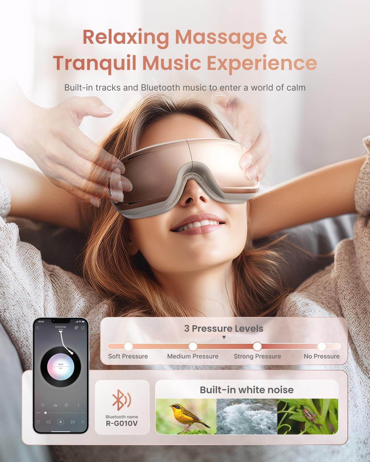 RENPHO Eye Massager with Heat and Cooling, with Voice Control & Ice Pack, Eyeris 3 Ros&eacute; Sleep Mask, Mothers Day Birthday Gifts for Women, Eye Care Device for Migraine image number 3