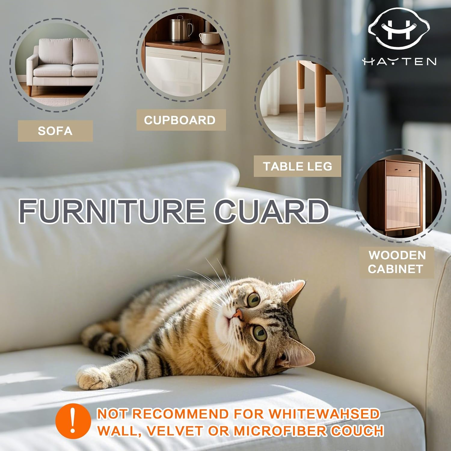 Hayten Cat Furniture Protector Tape 11.8"X118" anti Cat Scratch Protector Transparent Furniture Protection Film image number 1