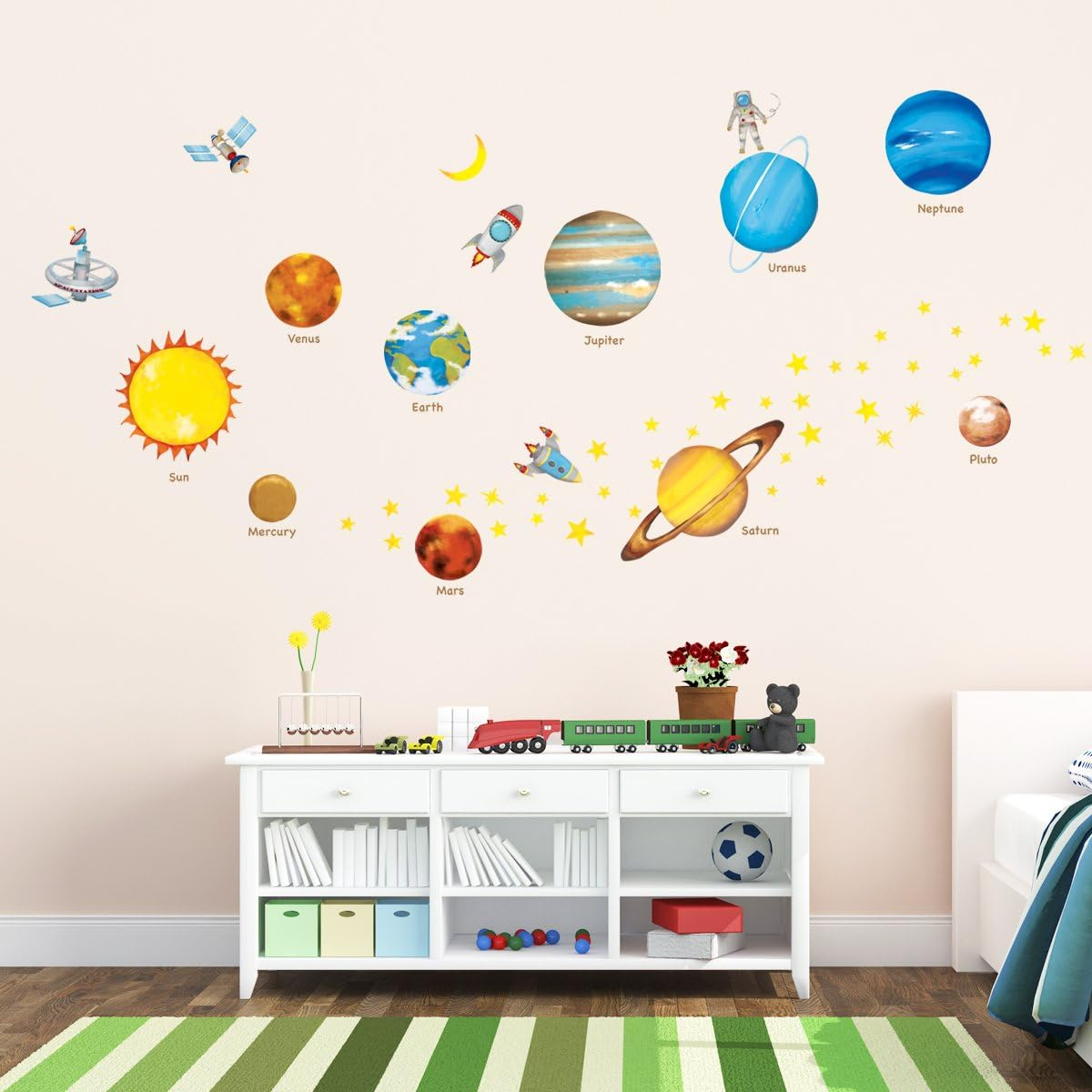 DECOWALL DS8-1307 Planets in the Space Kids Wall Stickers Wall Decals Peel and Stick Removable Wall Stickers for Kids Nursery Bedroom Living Room image number 5