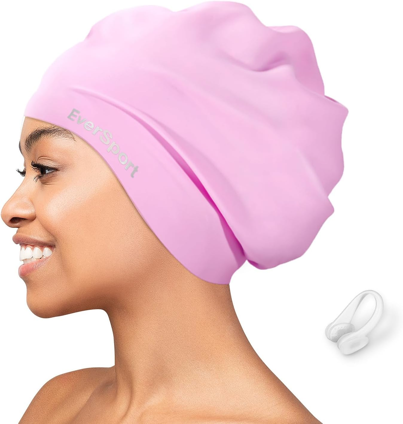 Eversport Large Swim Cap for Braids and Dreadlocks, Waterproof Silicone Swimming Cap for Women Men Keep Hair Dry