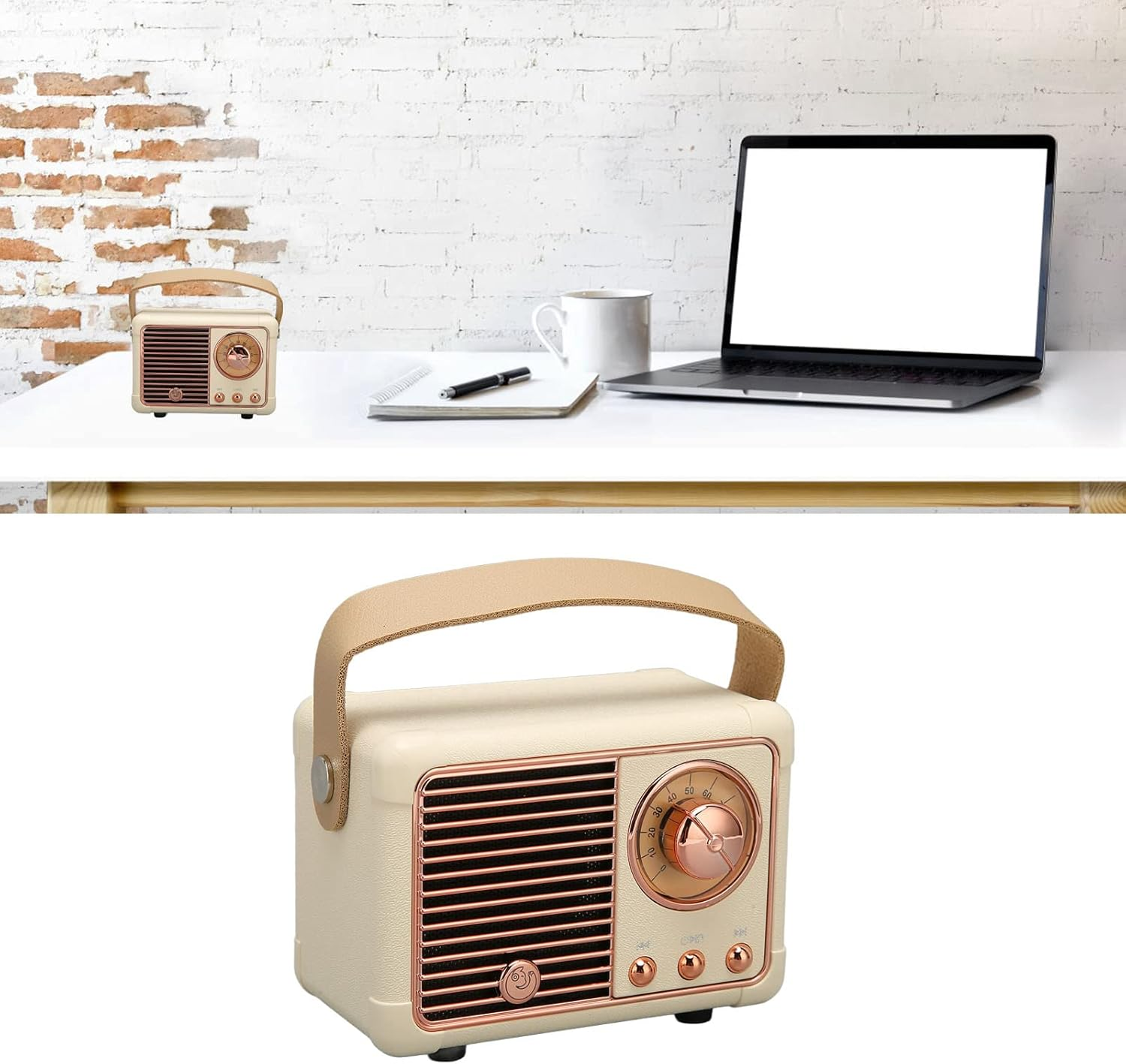 Retro Bluetooth Speaker, Portable Vintage Speaker, Mini Wireless Bluetooth Speaker Suitable for Home Outdoor Yellow image number 2