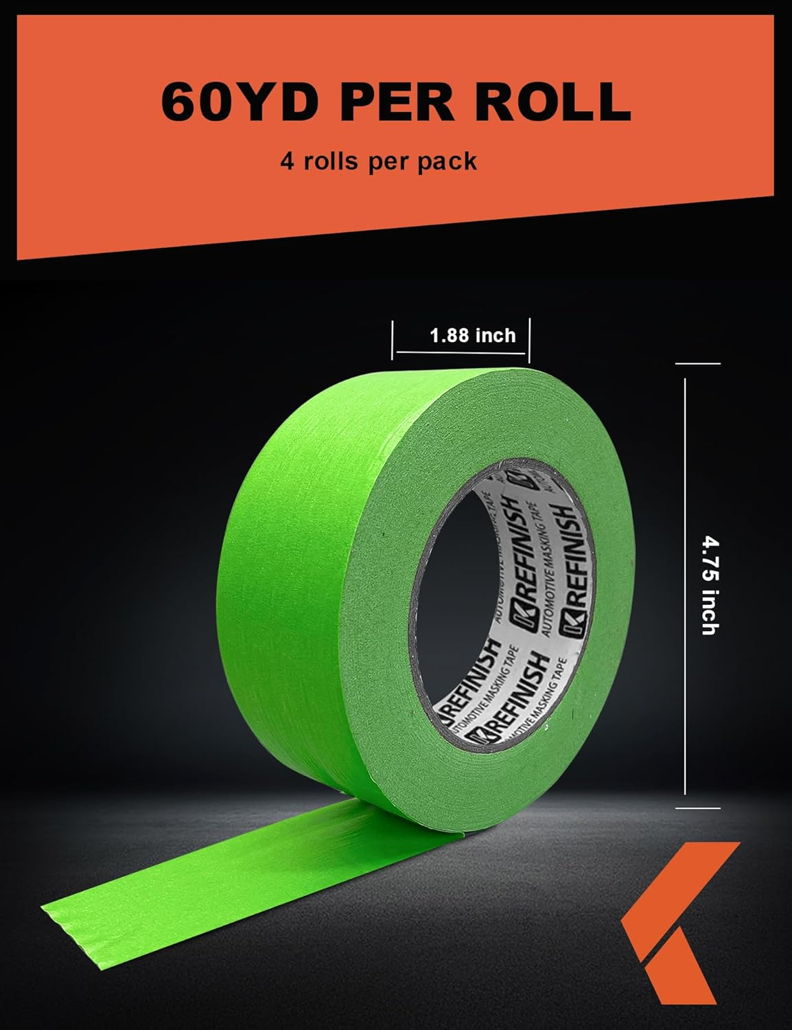 Car Paint Paint Tape Automotive No Residue Green Adhesive Tape for Automotive Paint - Heat Resistant for Paint Booth, 1.88 Inch X 60 Yard, 4 Rolls image number 4