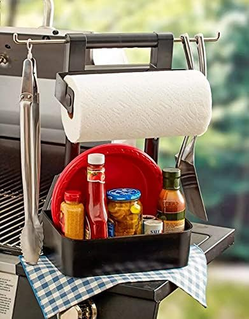 Mr. Bar-B-Q Adjustable Grilling Caddy | Store All Your Grilling Accessories in One Place | Roller Towel Holder | Reduce Mess While Grilling image number 2